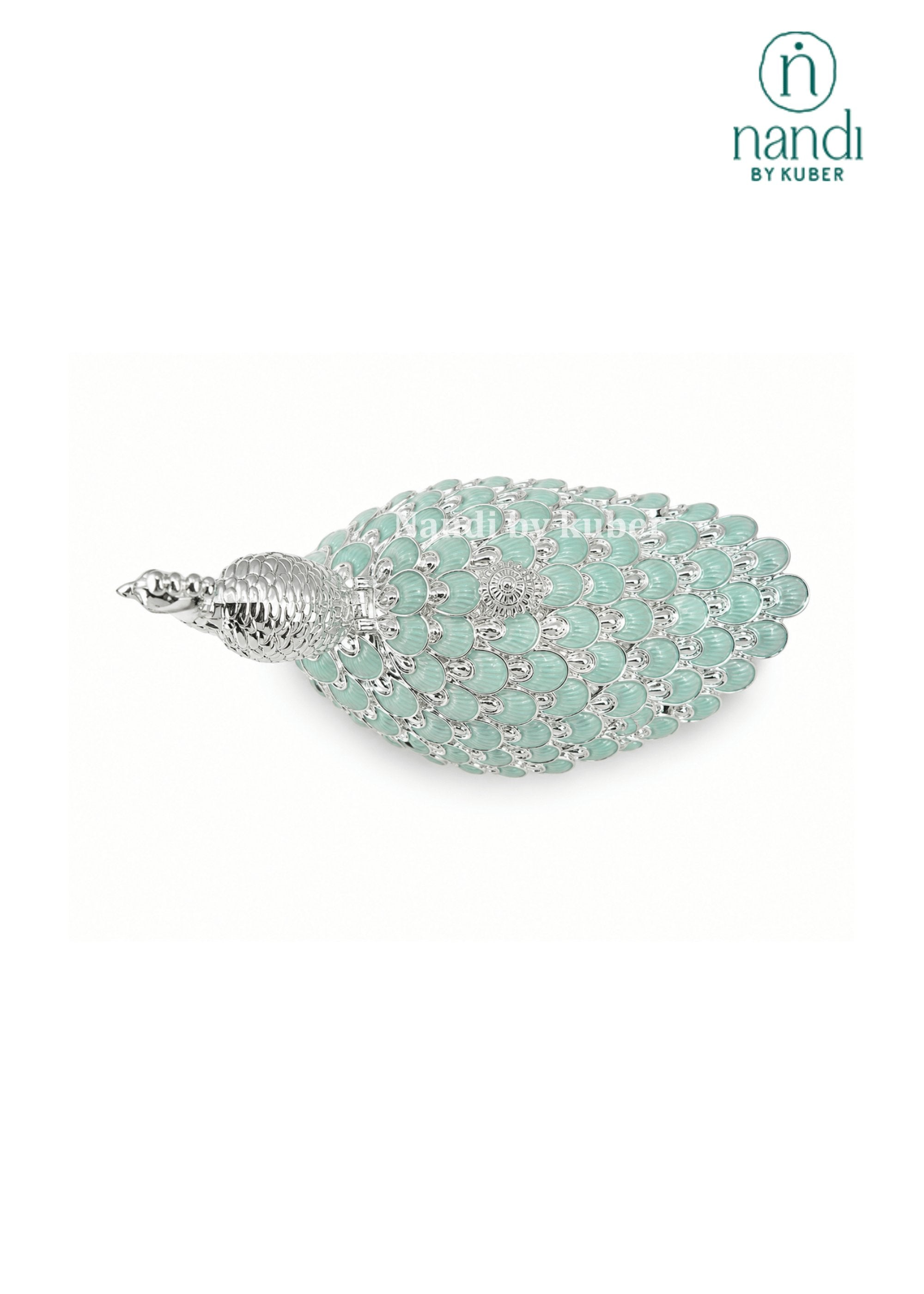 White Metal Peacock Small Bowl Turquoise - view 3