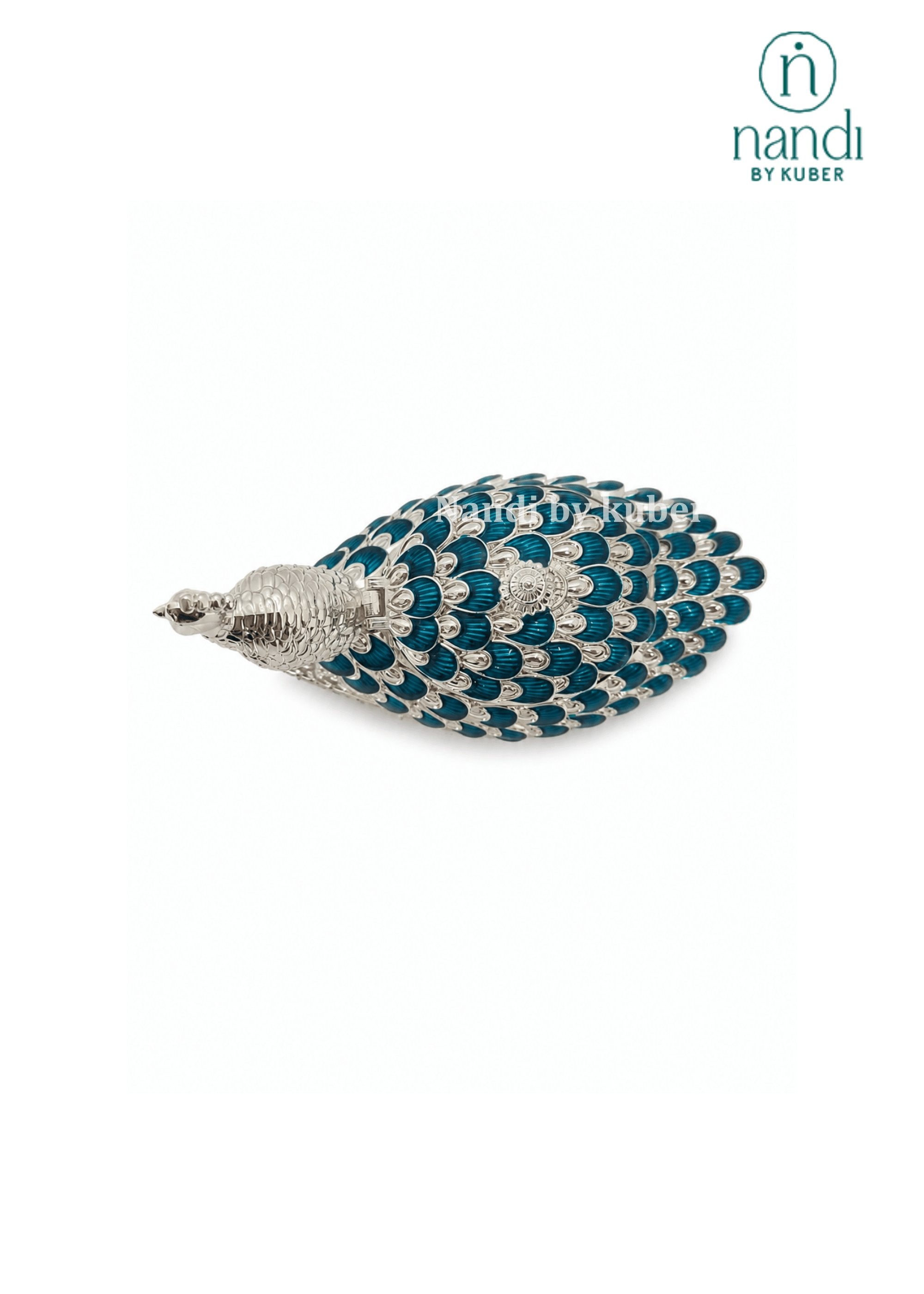 White Metal Peacock Small Bowl Teal - view 3
