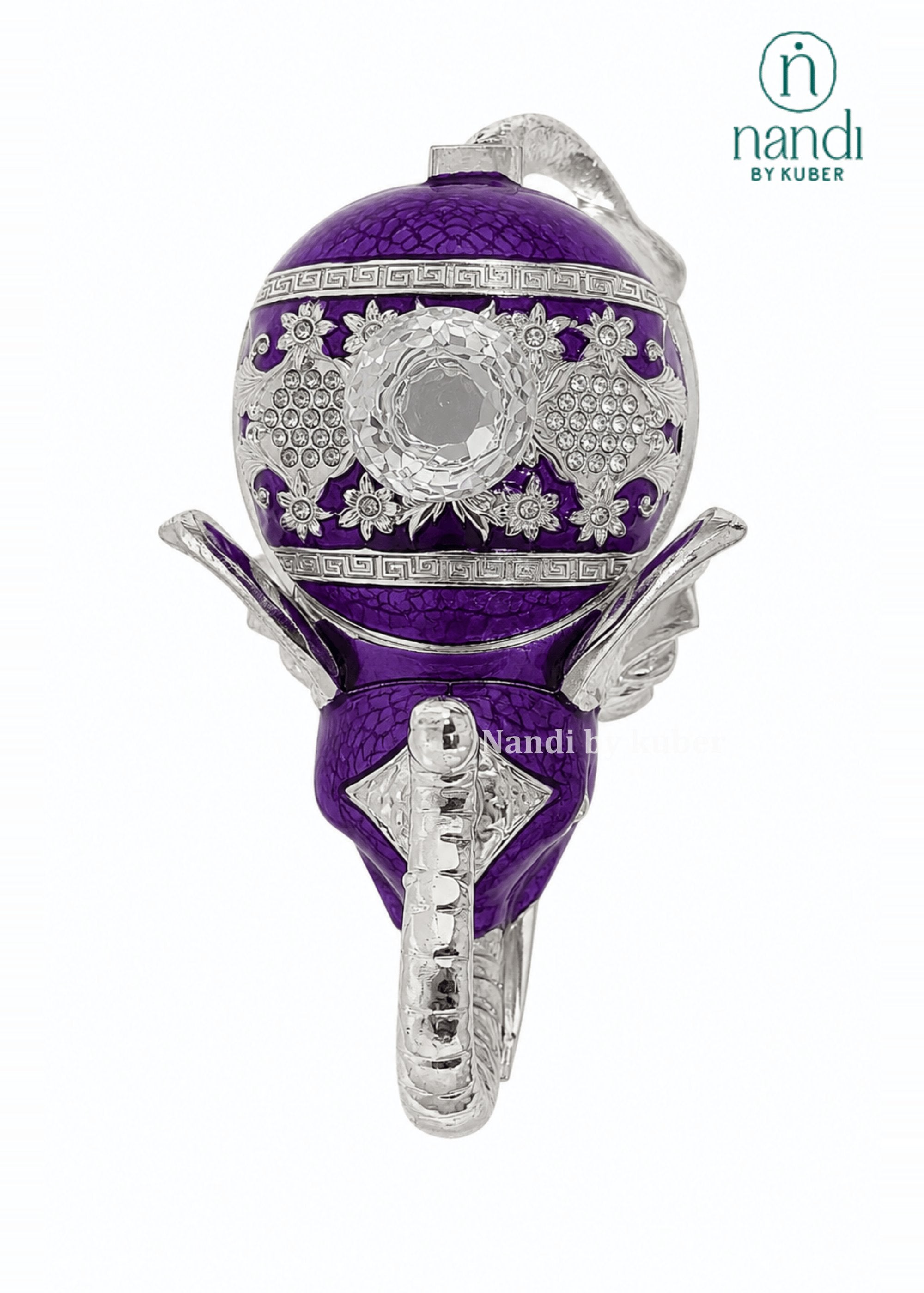 White Metal Elephant Bowl Purple - view 4