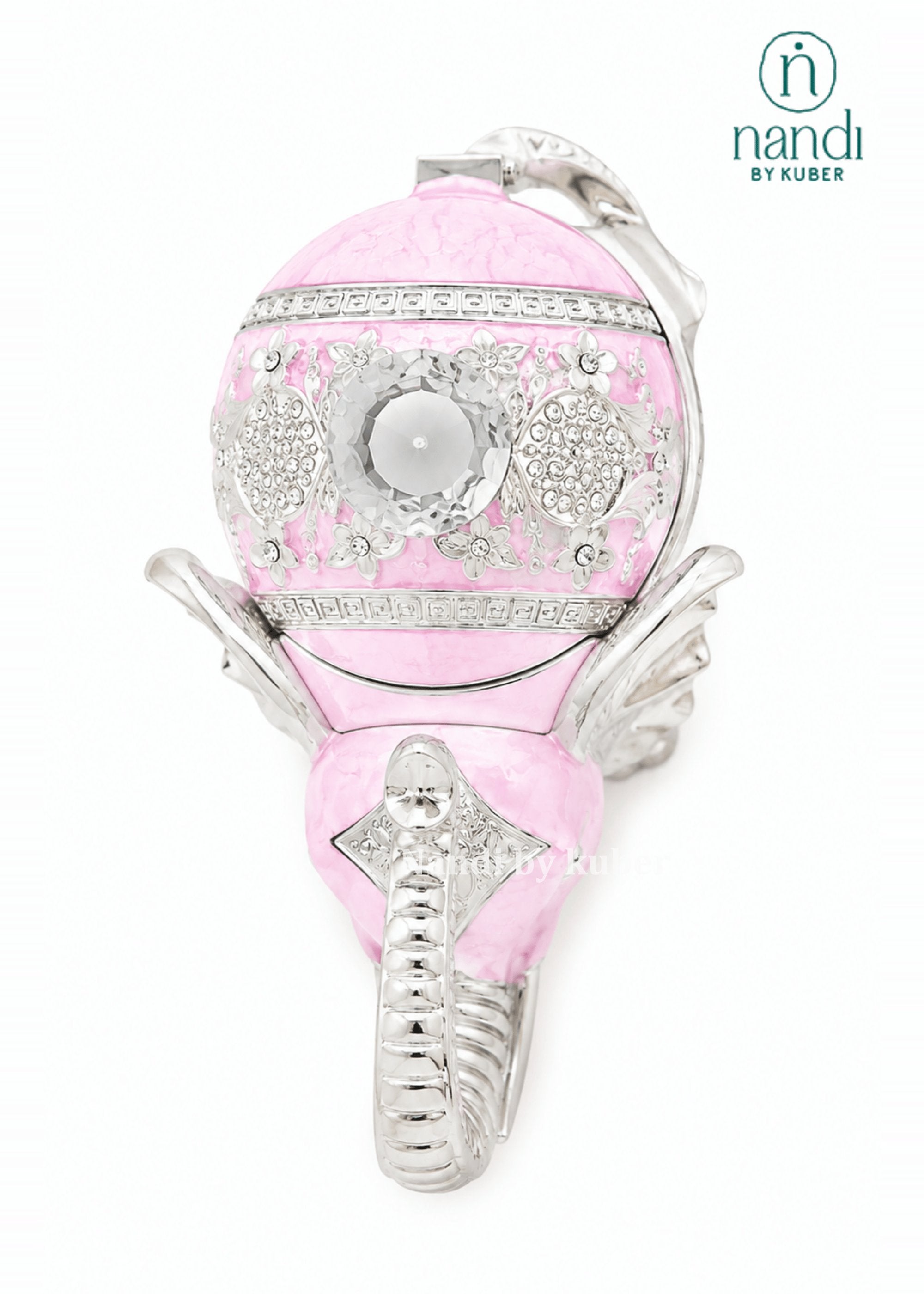 White Metal Elephant Bowl Pink - view 4