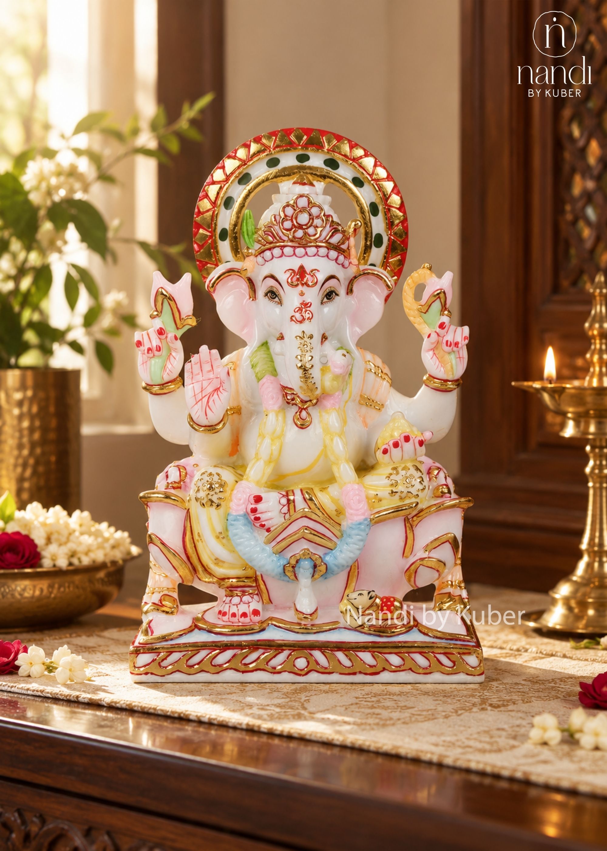 Culture Marble Ganesha On Lotus