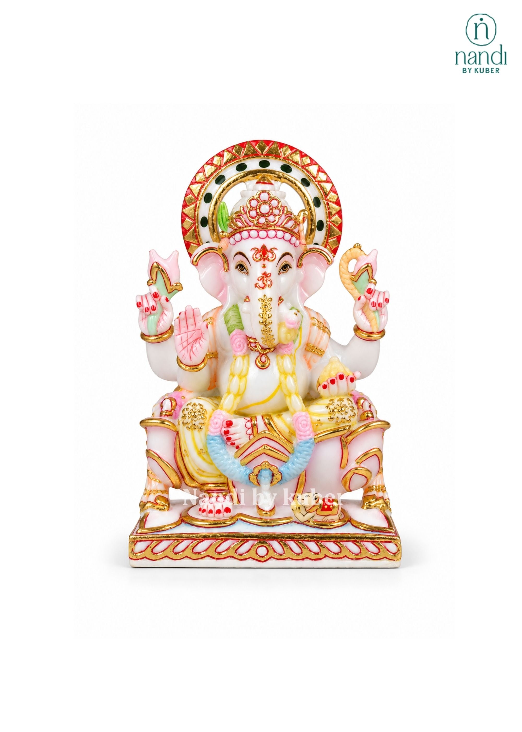 Culture Marble Ganesha On Lotus - angle 2