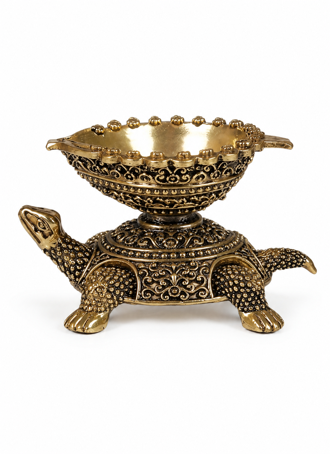 Brass Turtle Deepak - side view