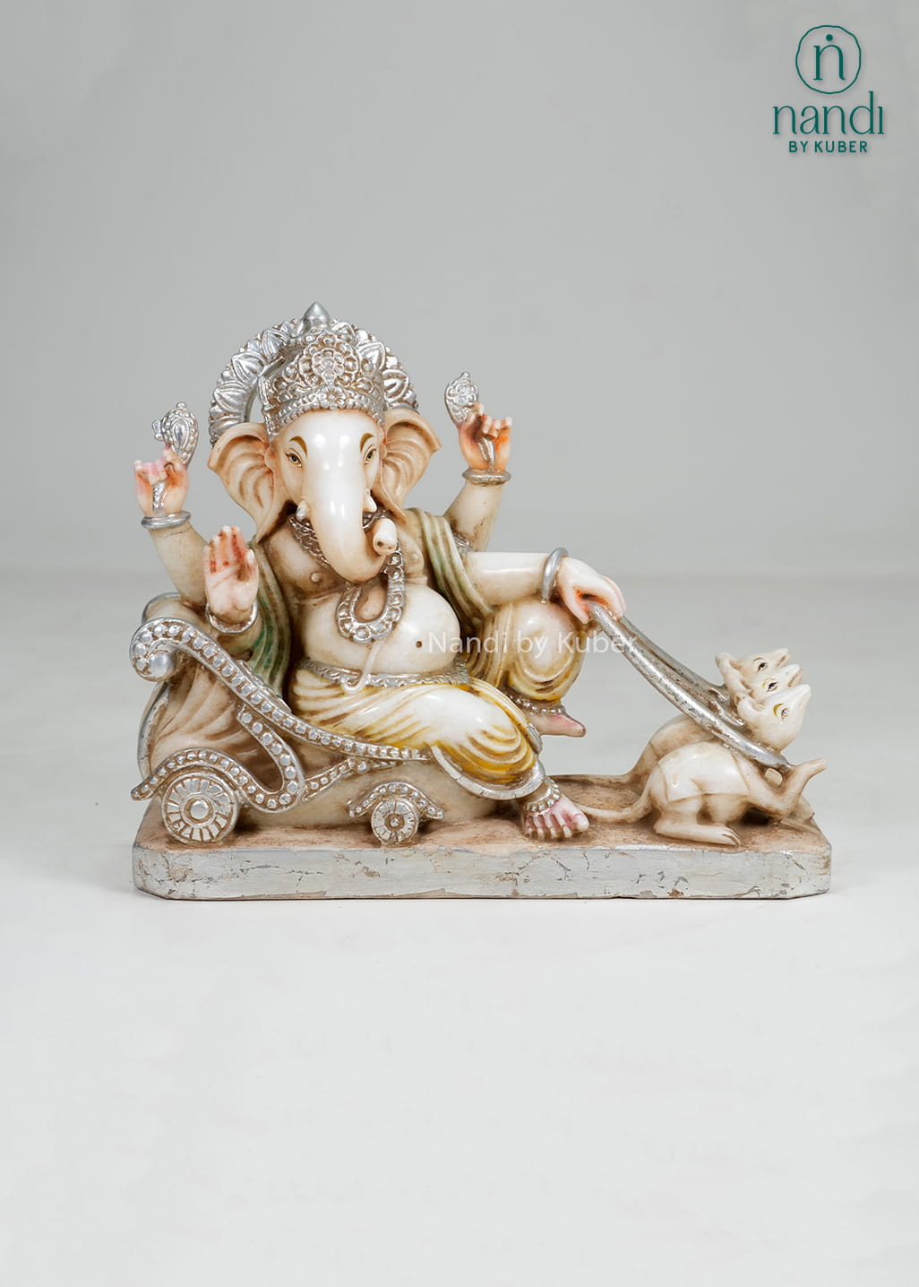 Marble Ganesha On Rat Rath