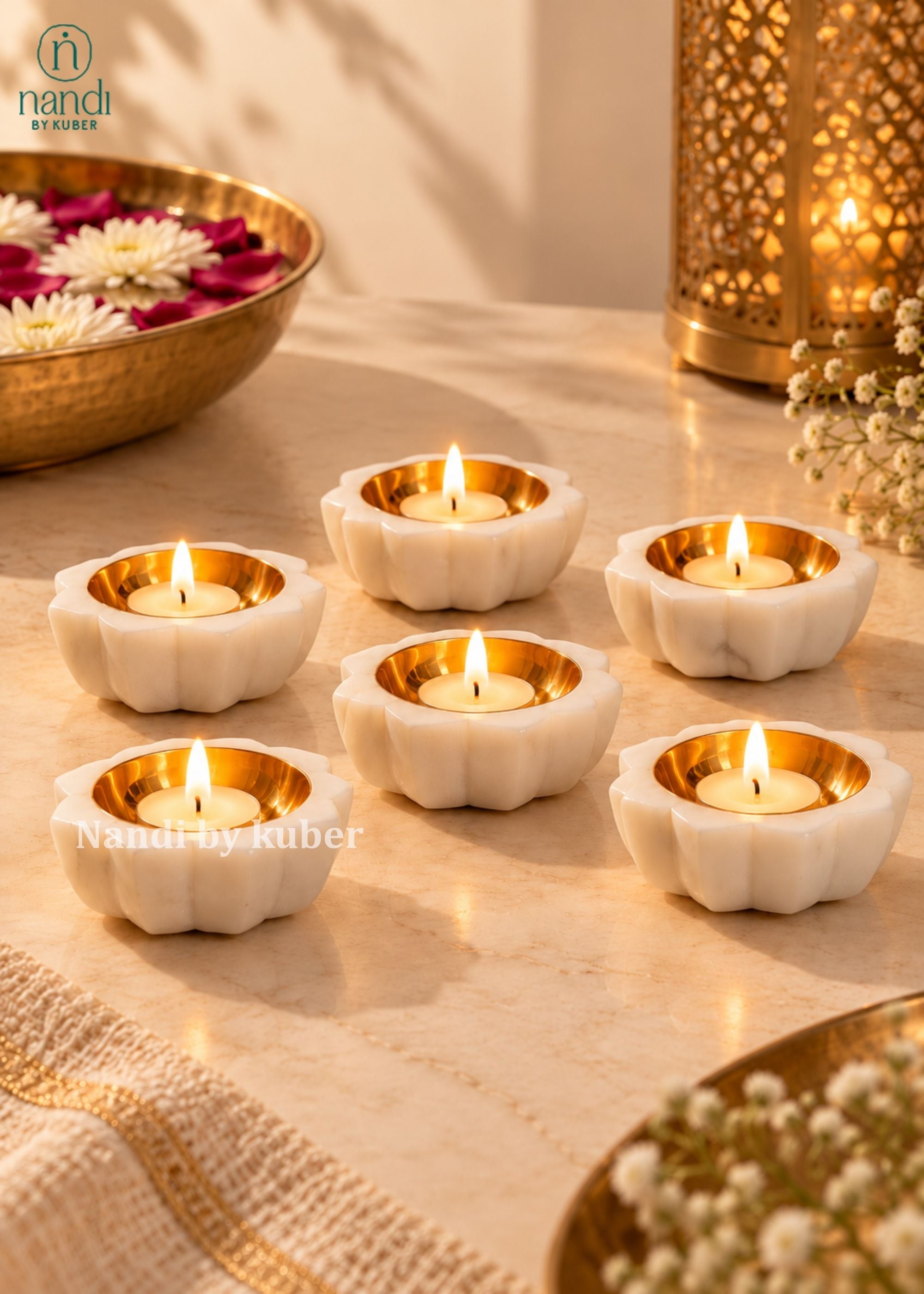 Marble Lotus Candle Stand Sunflower - 5