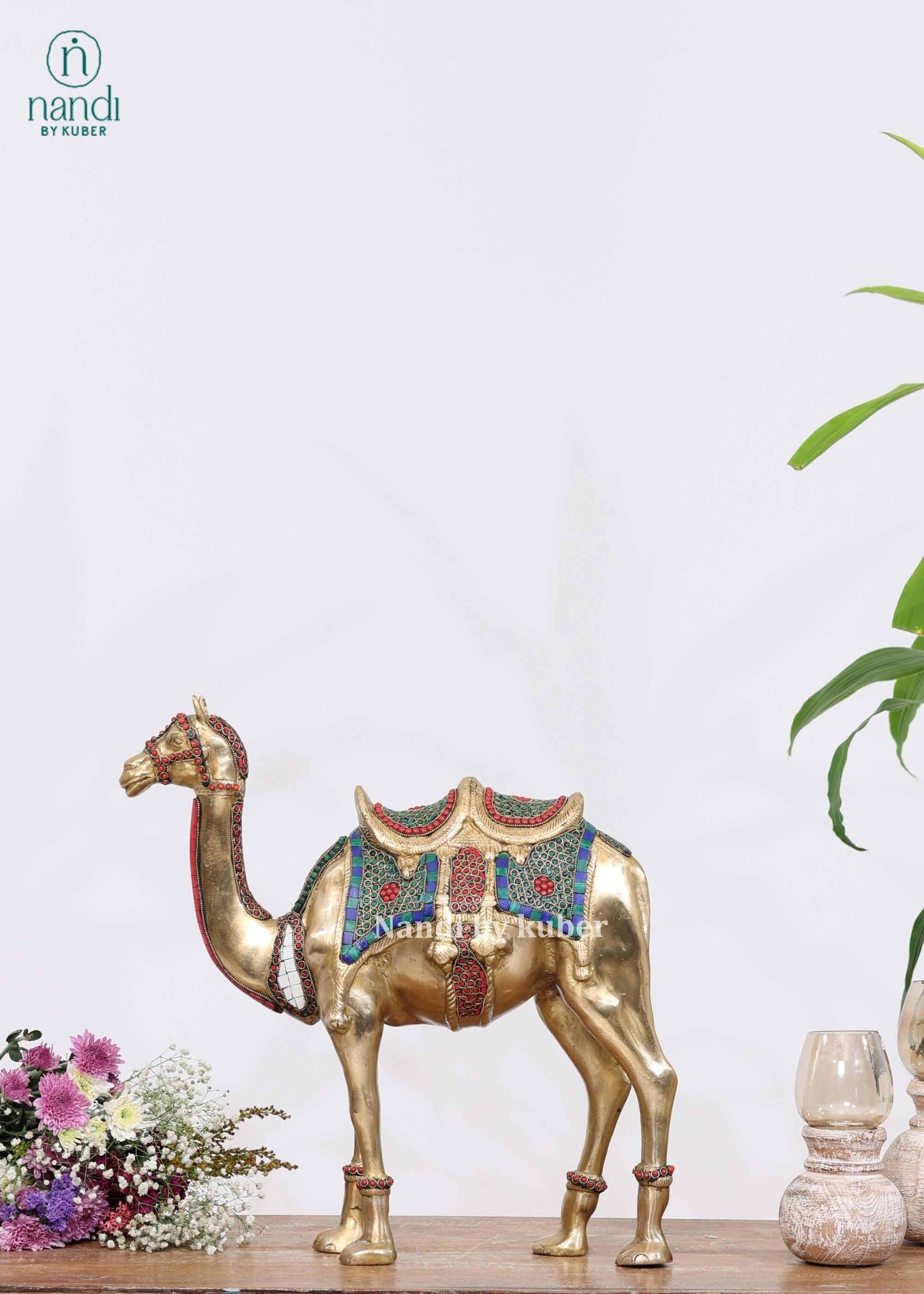 Brass Camel Standing - lifestyle view