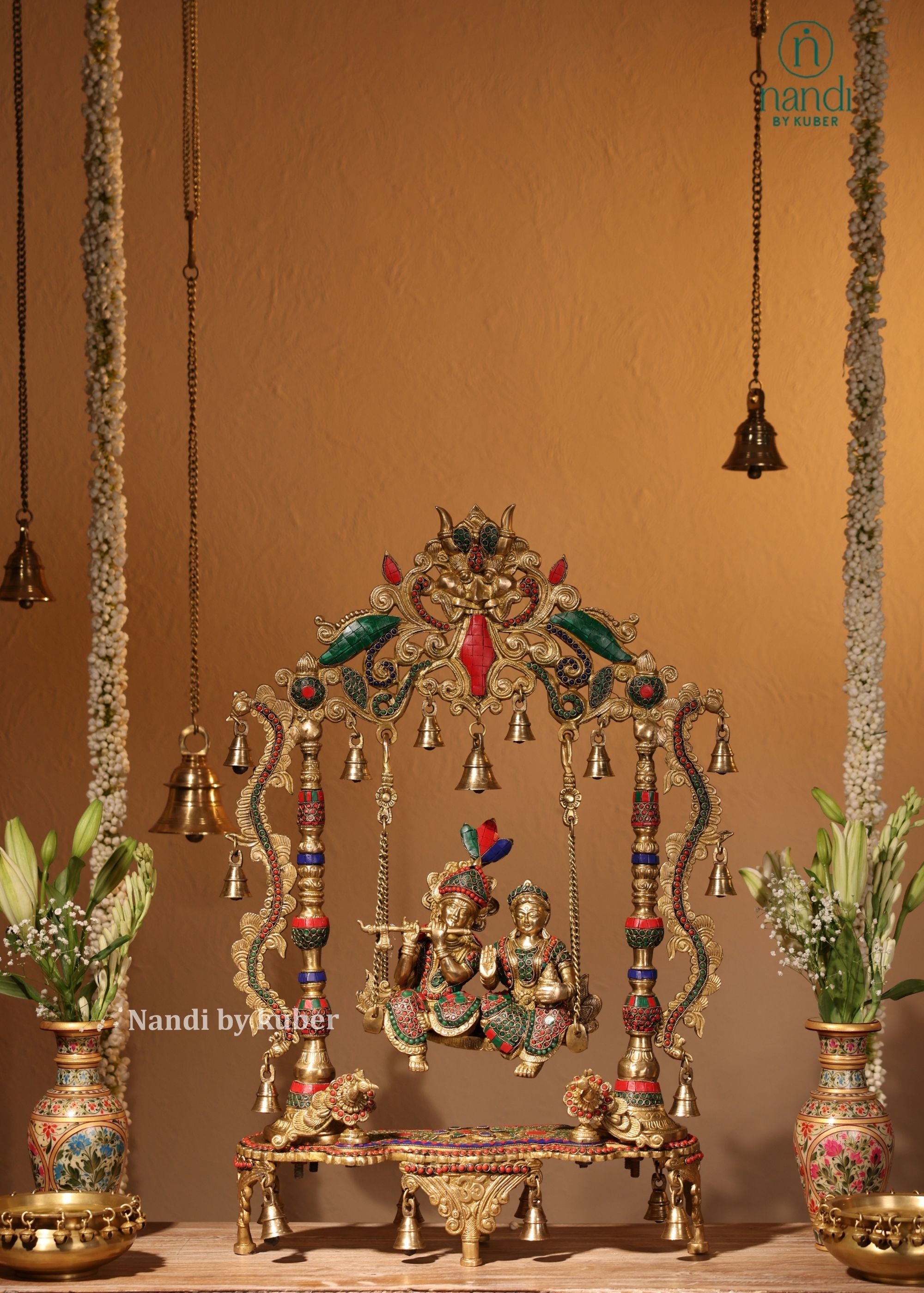 Brass Radha Krishna Swing Temple - additional view 2