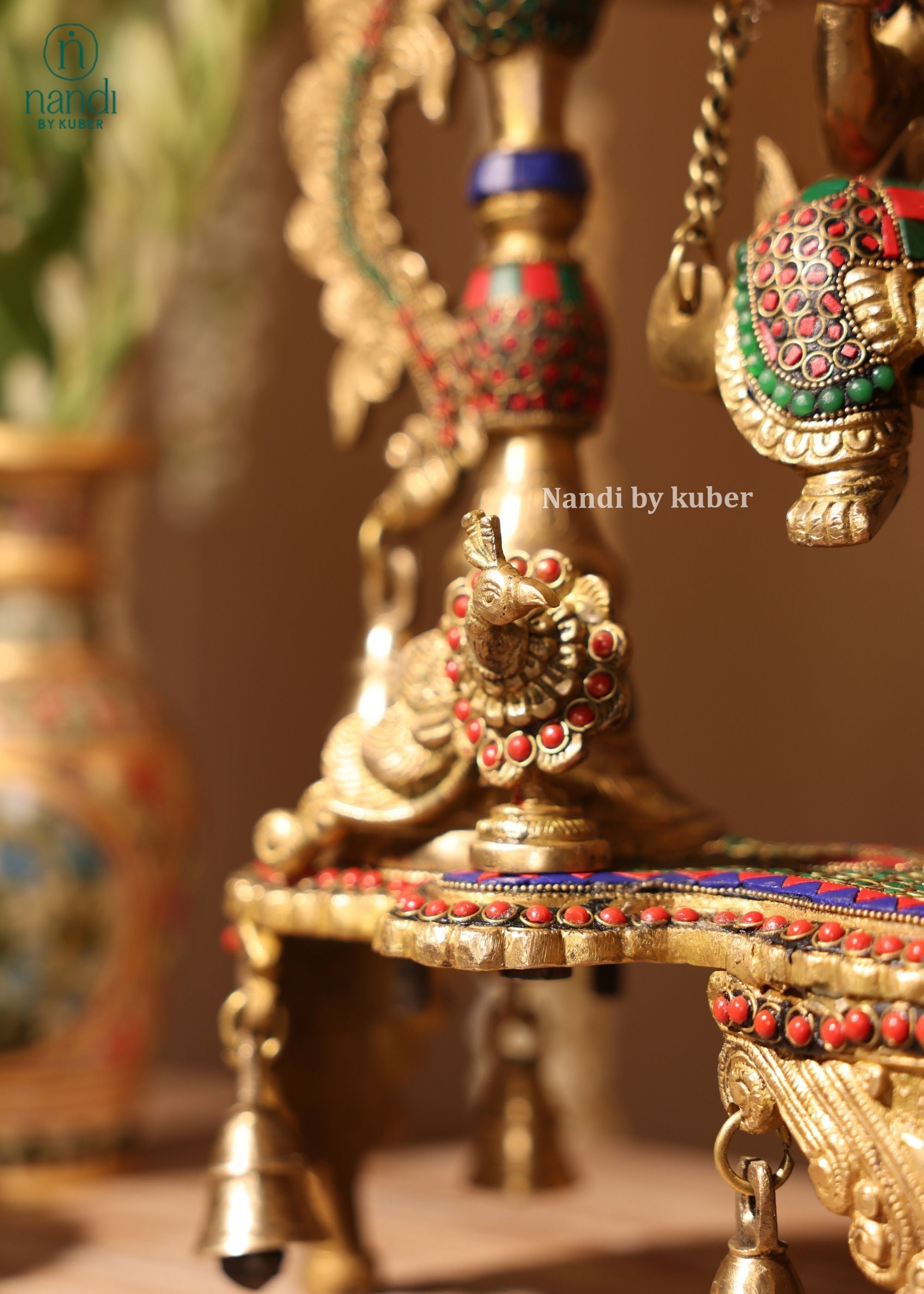 Brass Radha Krishna Swing Temple - additional view 3