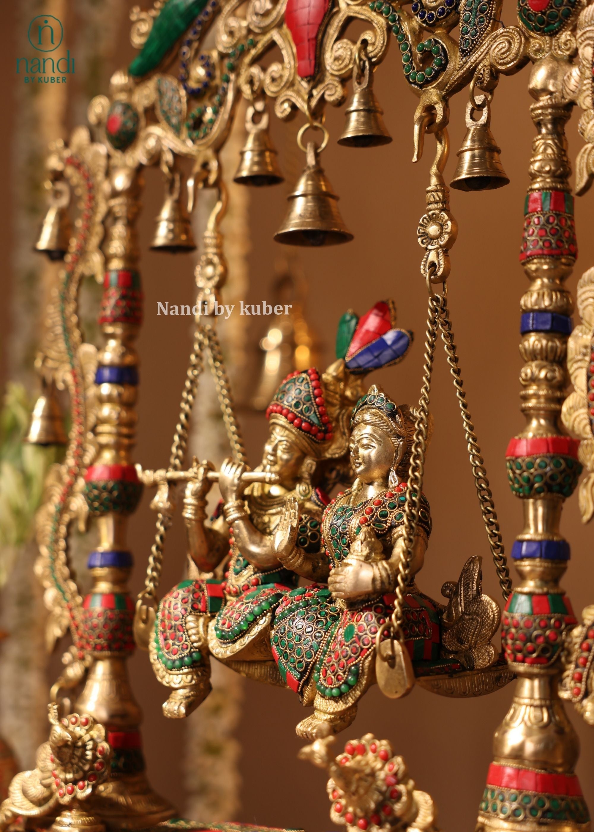 Brass Radha Krishna Swing Temple - additional view 4