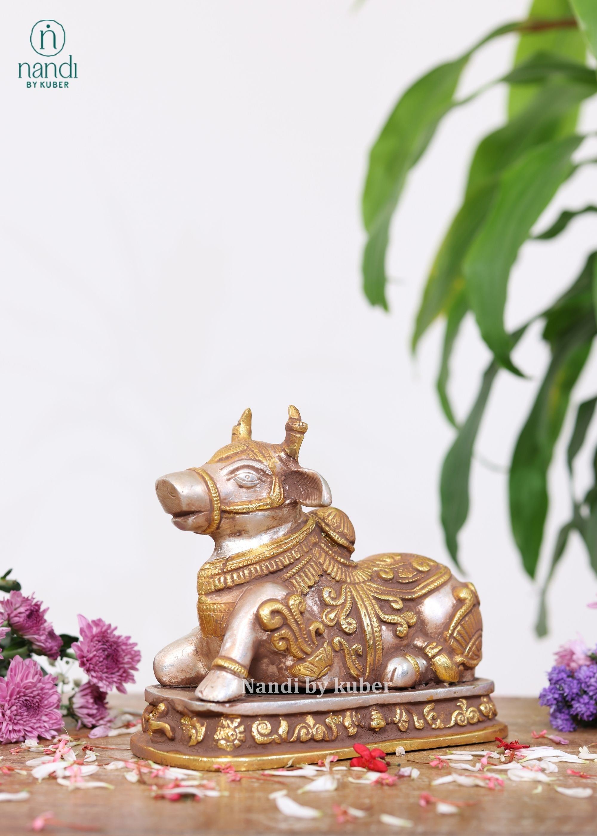 Brass Silver Gold Nandi Carving - detail view