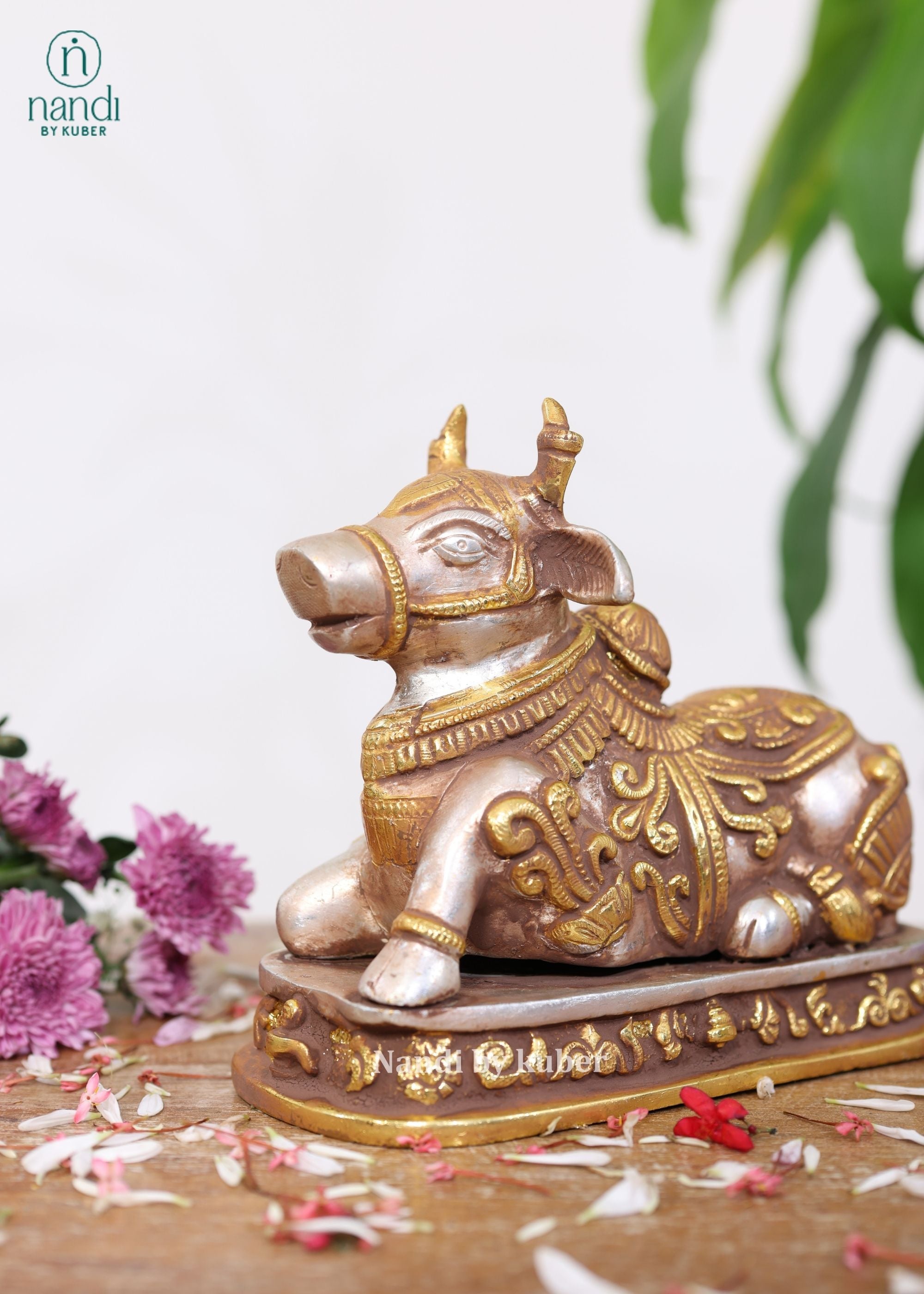 Brass Silver Gold Nandi Carving - lifestyle view