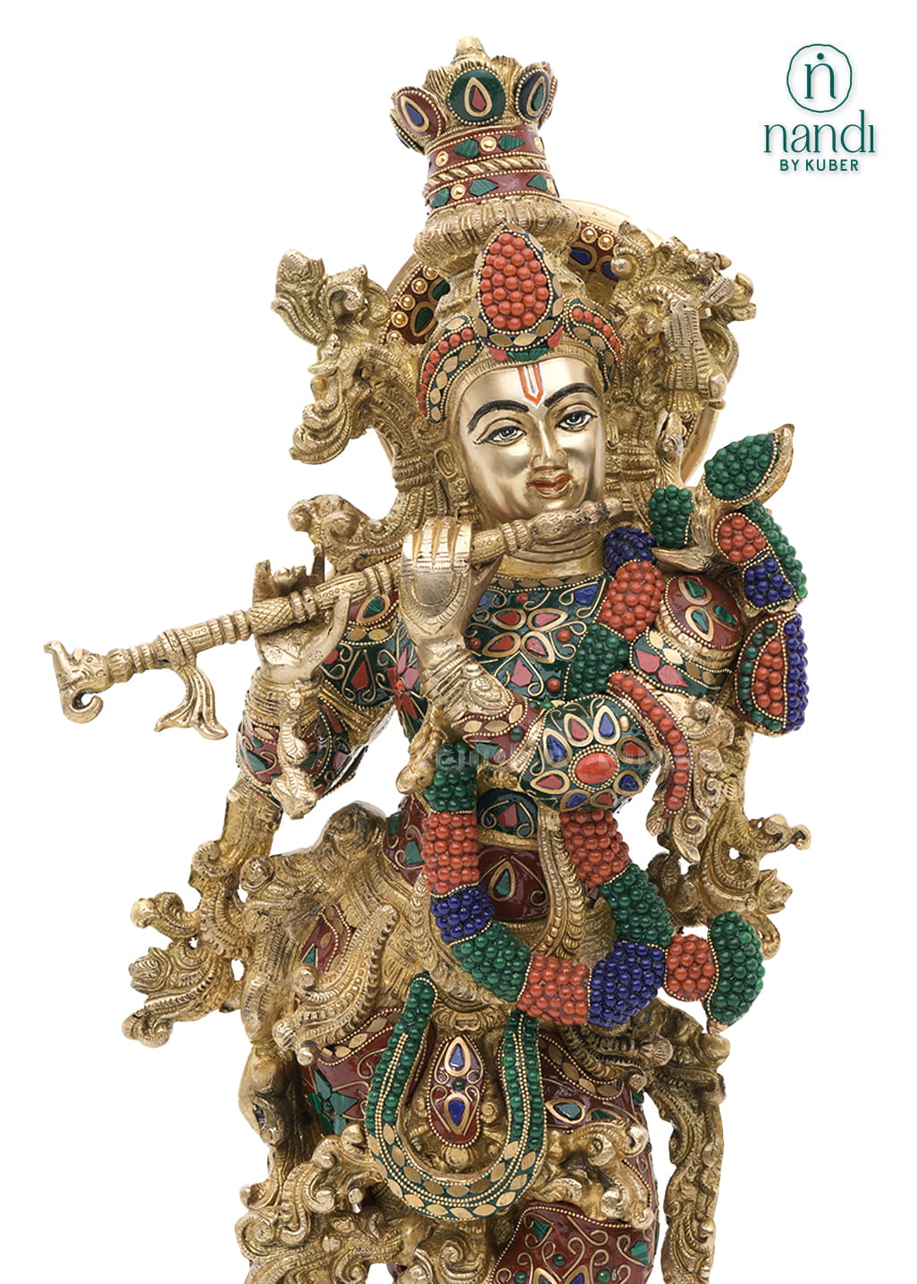Brass Krishna with Ring Stone