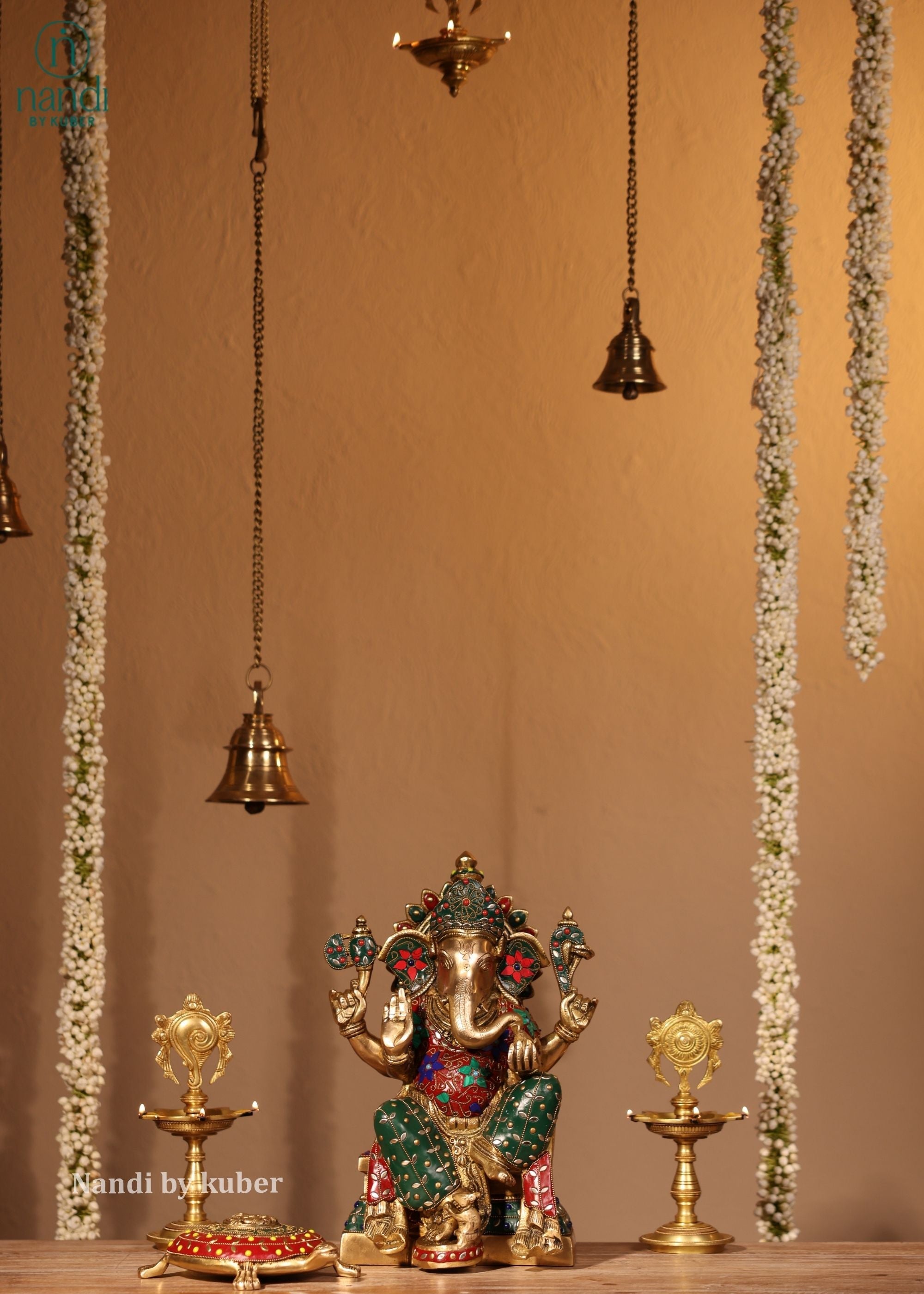 Brass Ganesha Sitting On Singhasan - additional view
