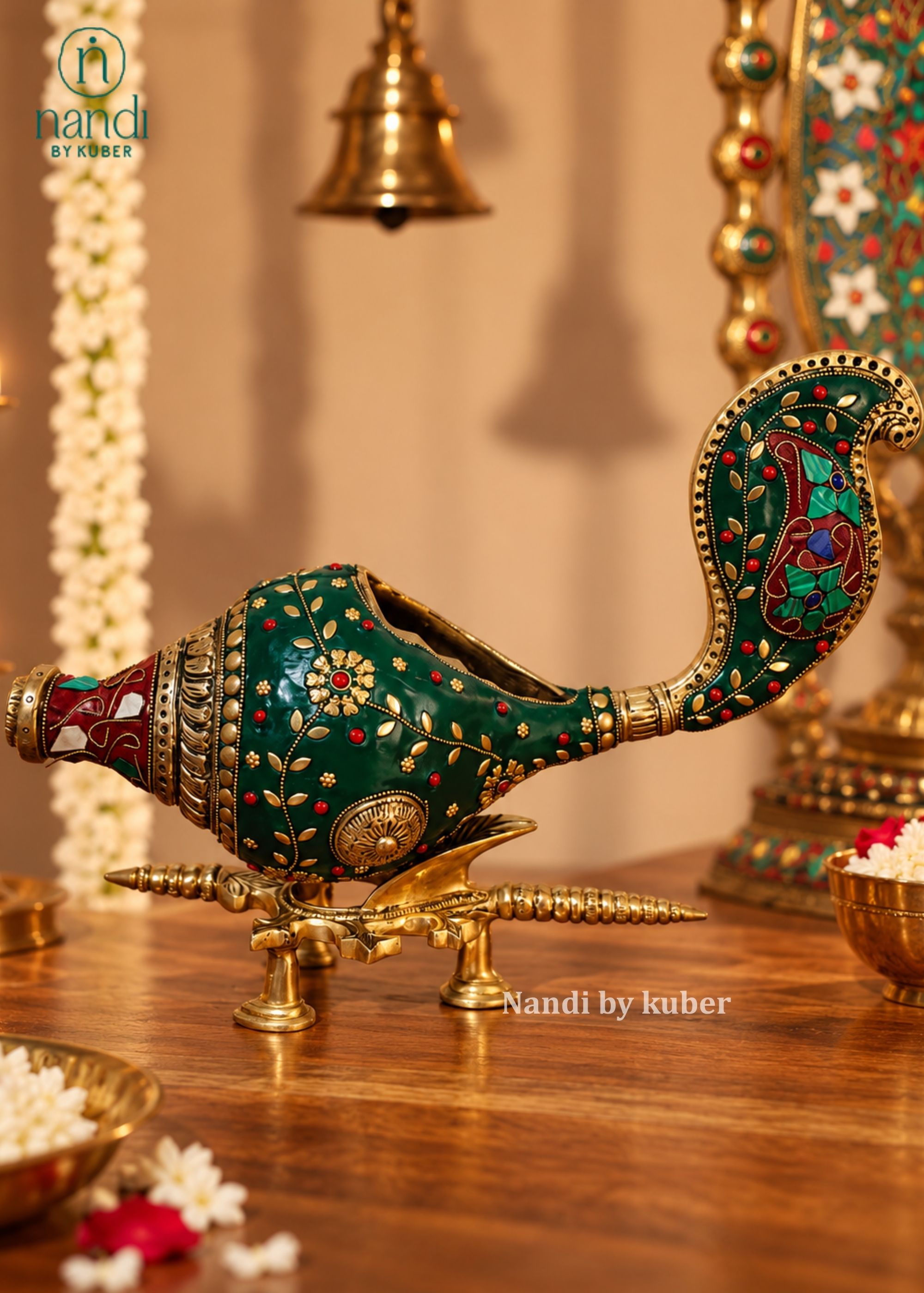 Brass Shankh on Stand