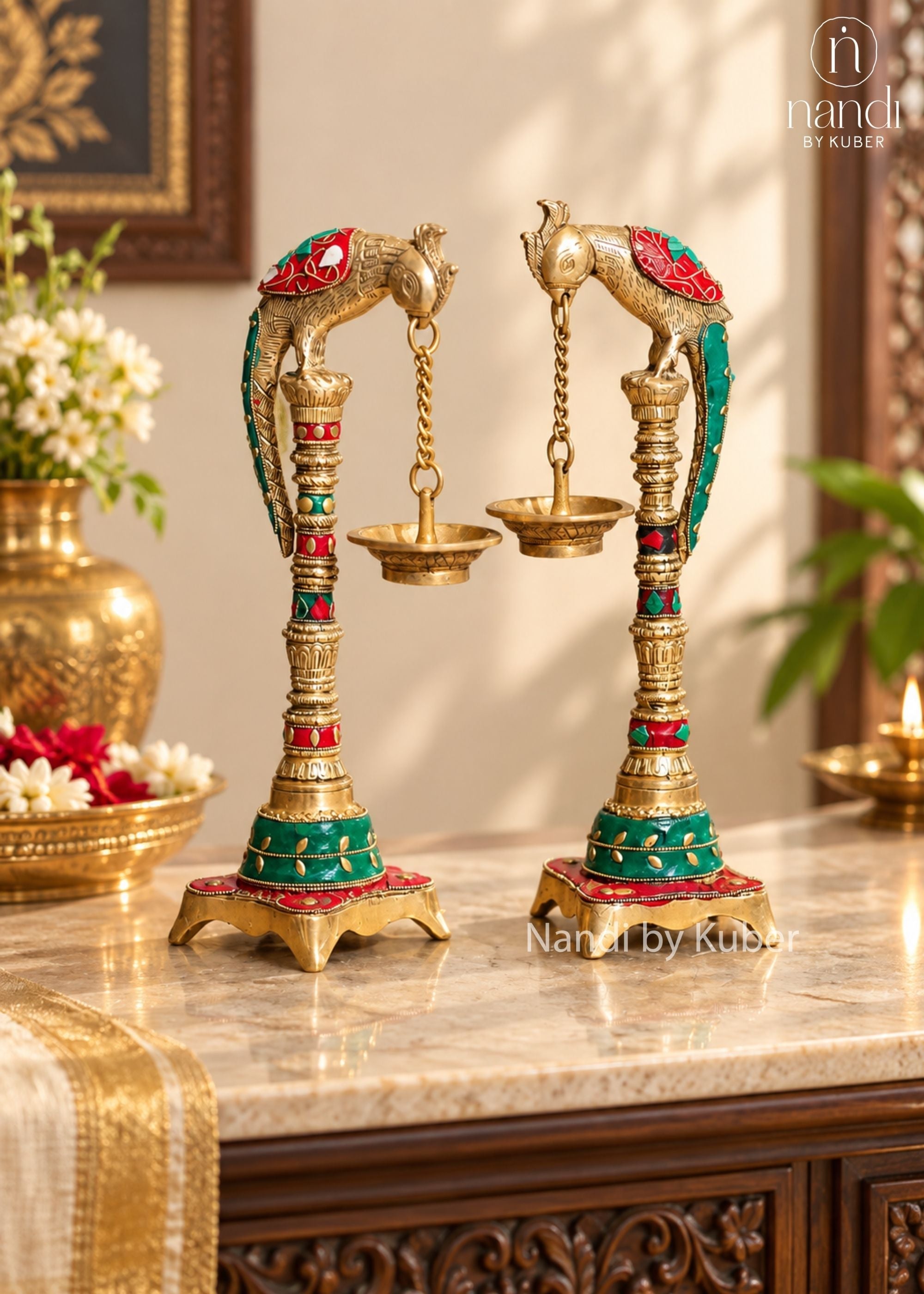 Brass Parrot Lamp - angle 2