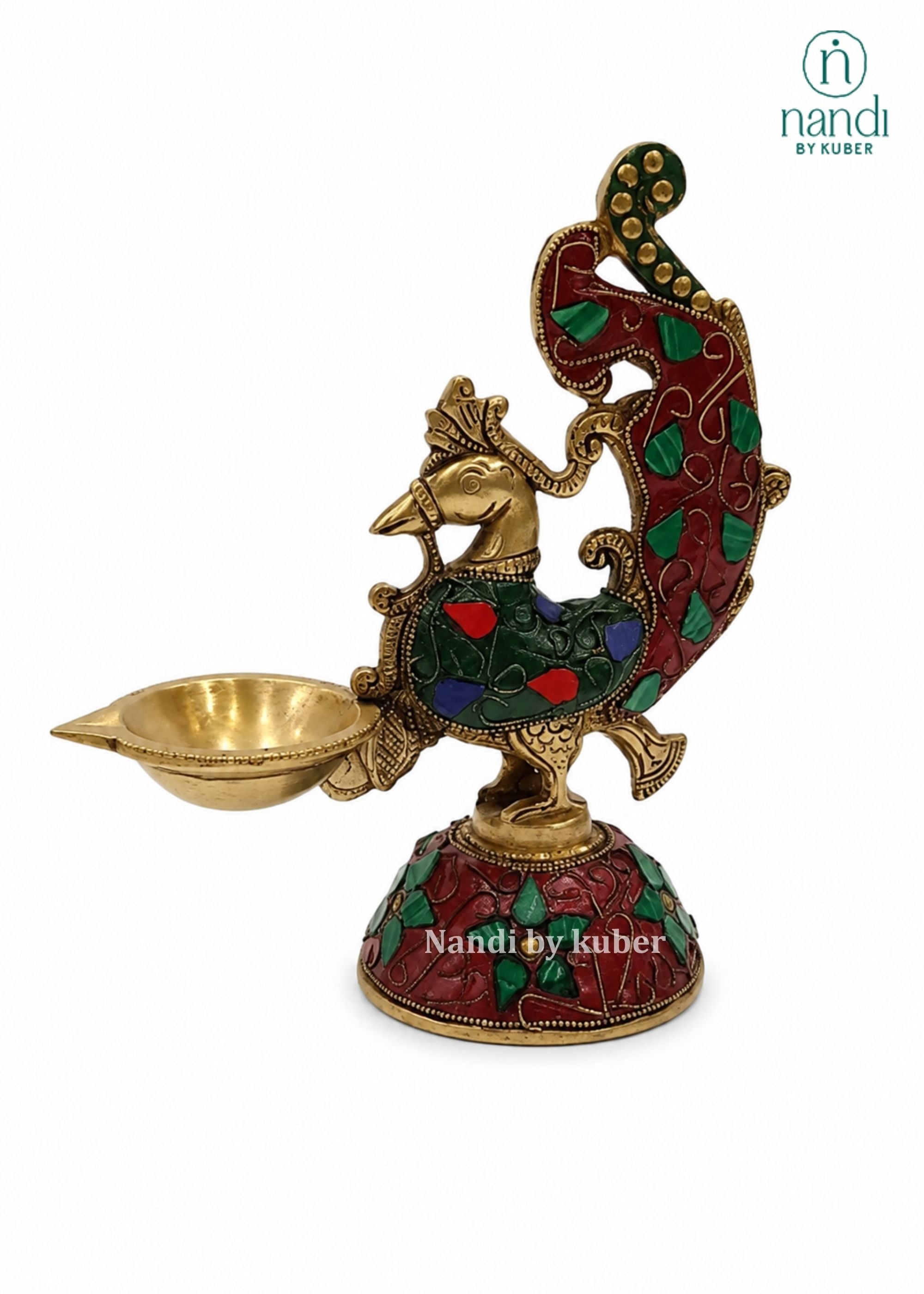 Brass Annam Diya - side view
