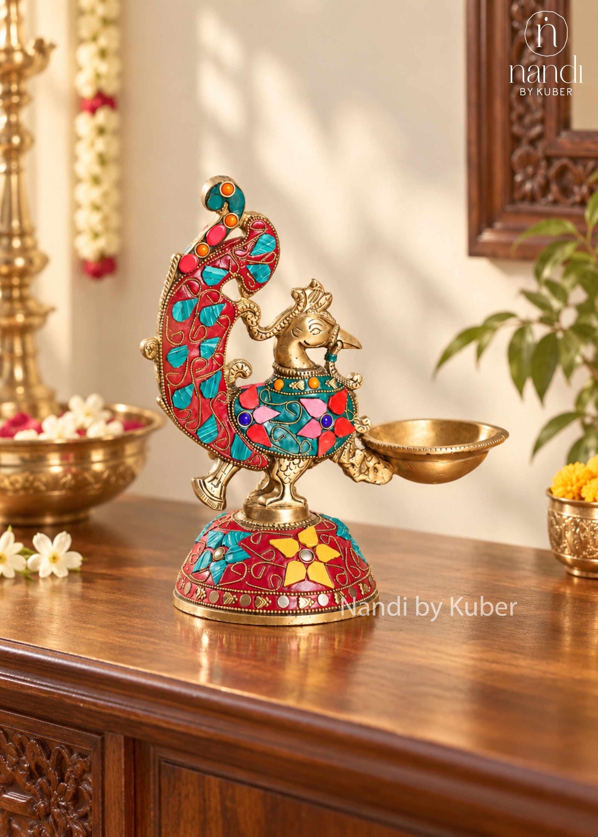 Brass Annam Diya - angle 2