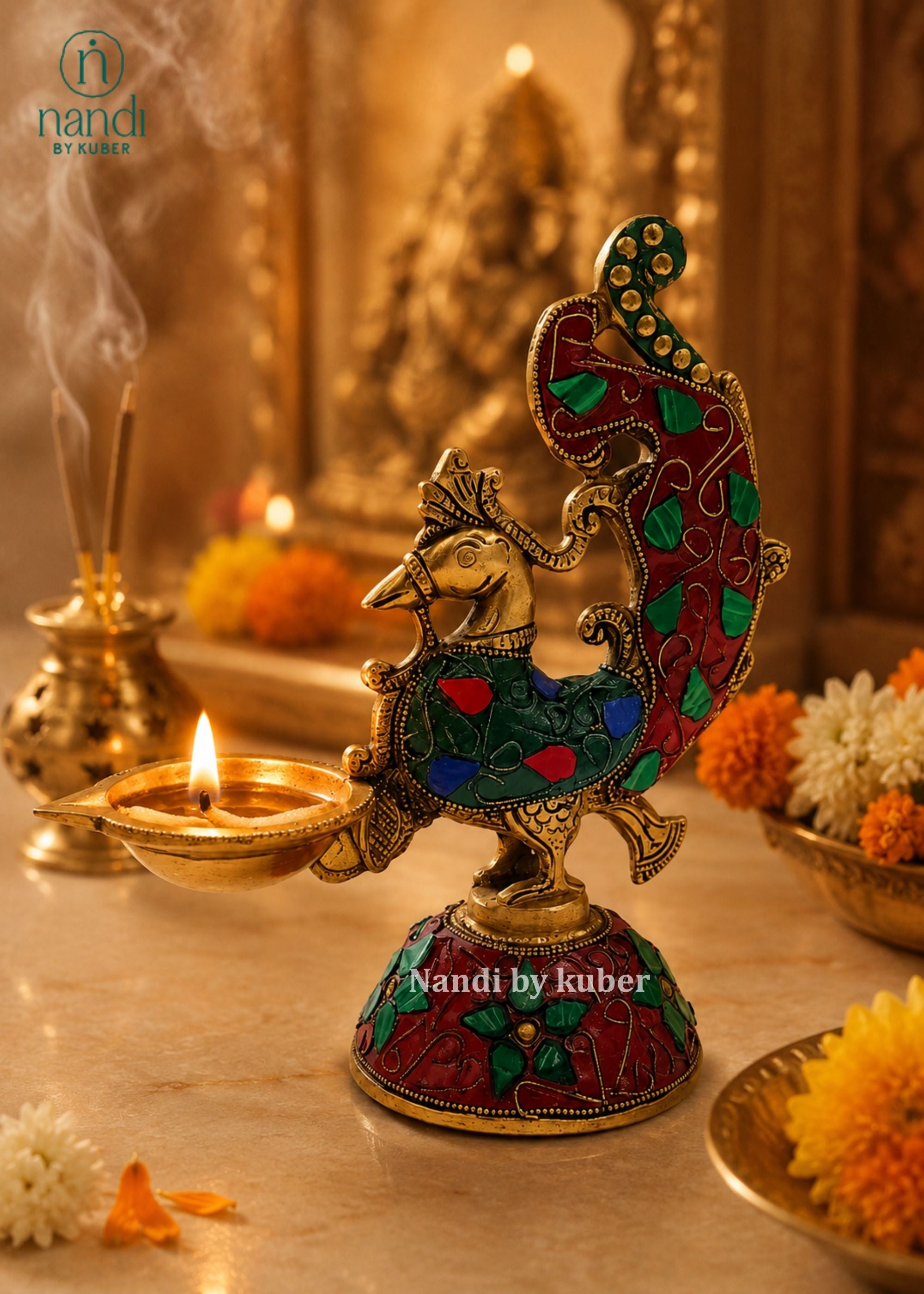 Brass Annam Diya - detail view
