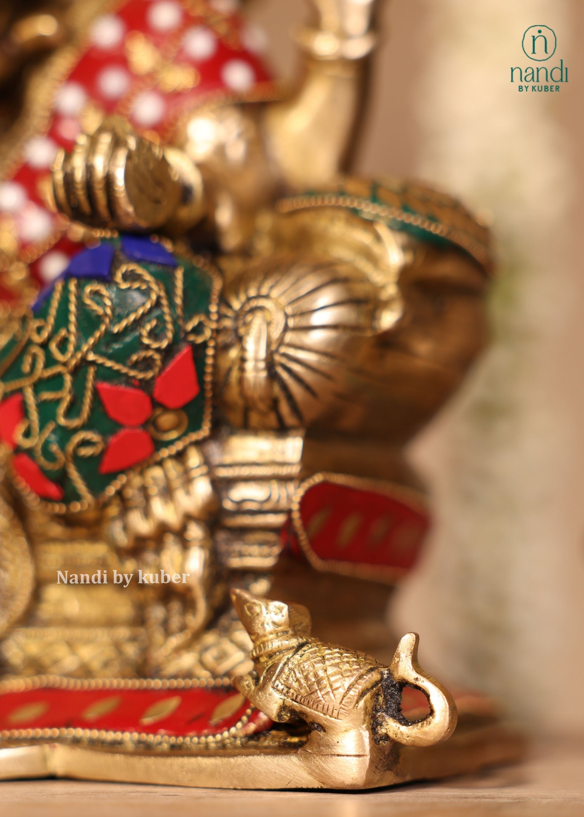 Brass Ganesha Sitting - side view
