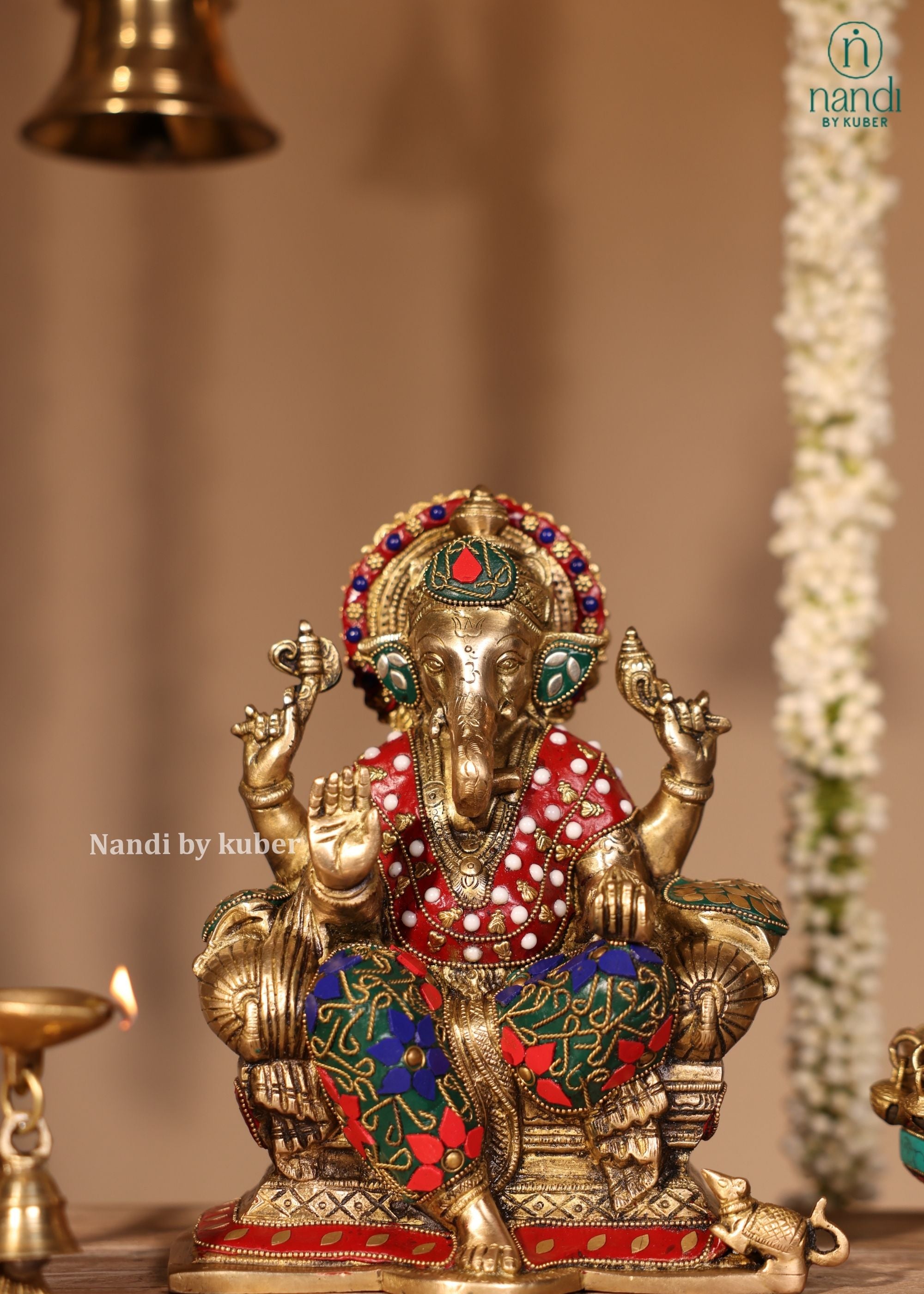 Brass Ganesha Sitting - additional view