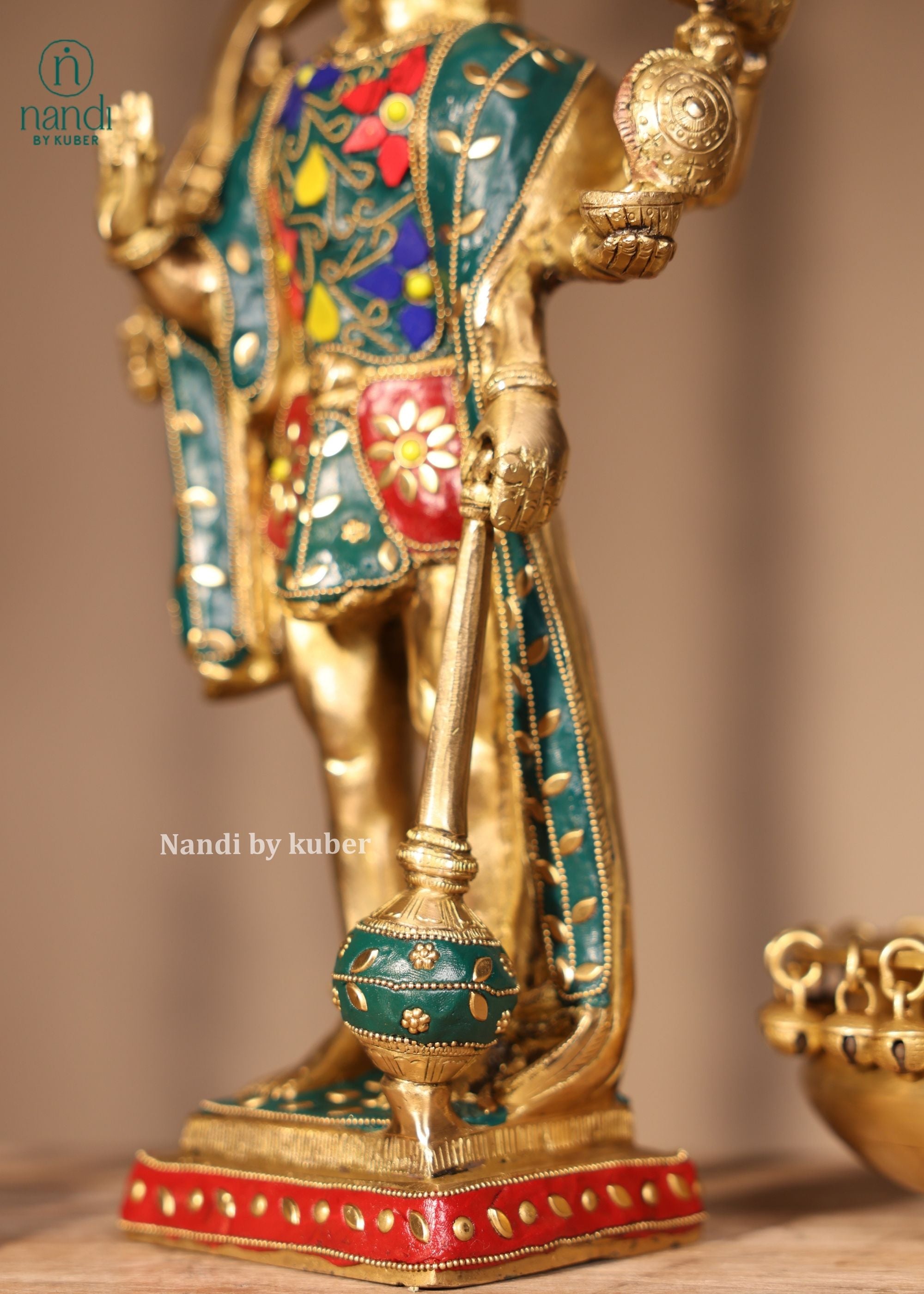 Brass Panchmukhi Hanuman Standing - side view