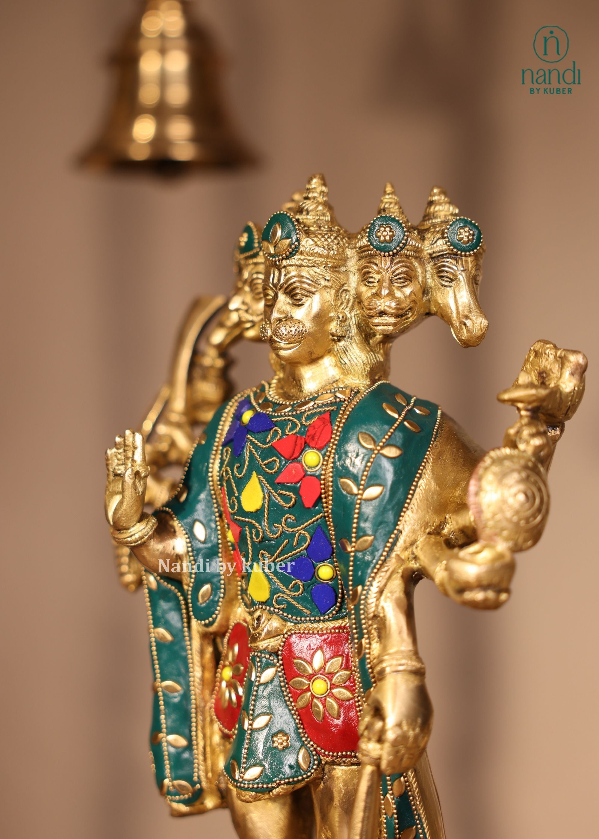 Brass Panchmukhi Hanuman Standing - lifestyle view
