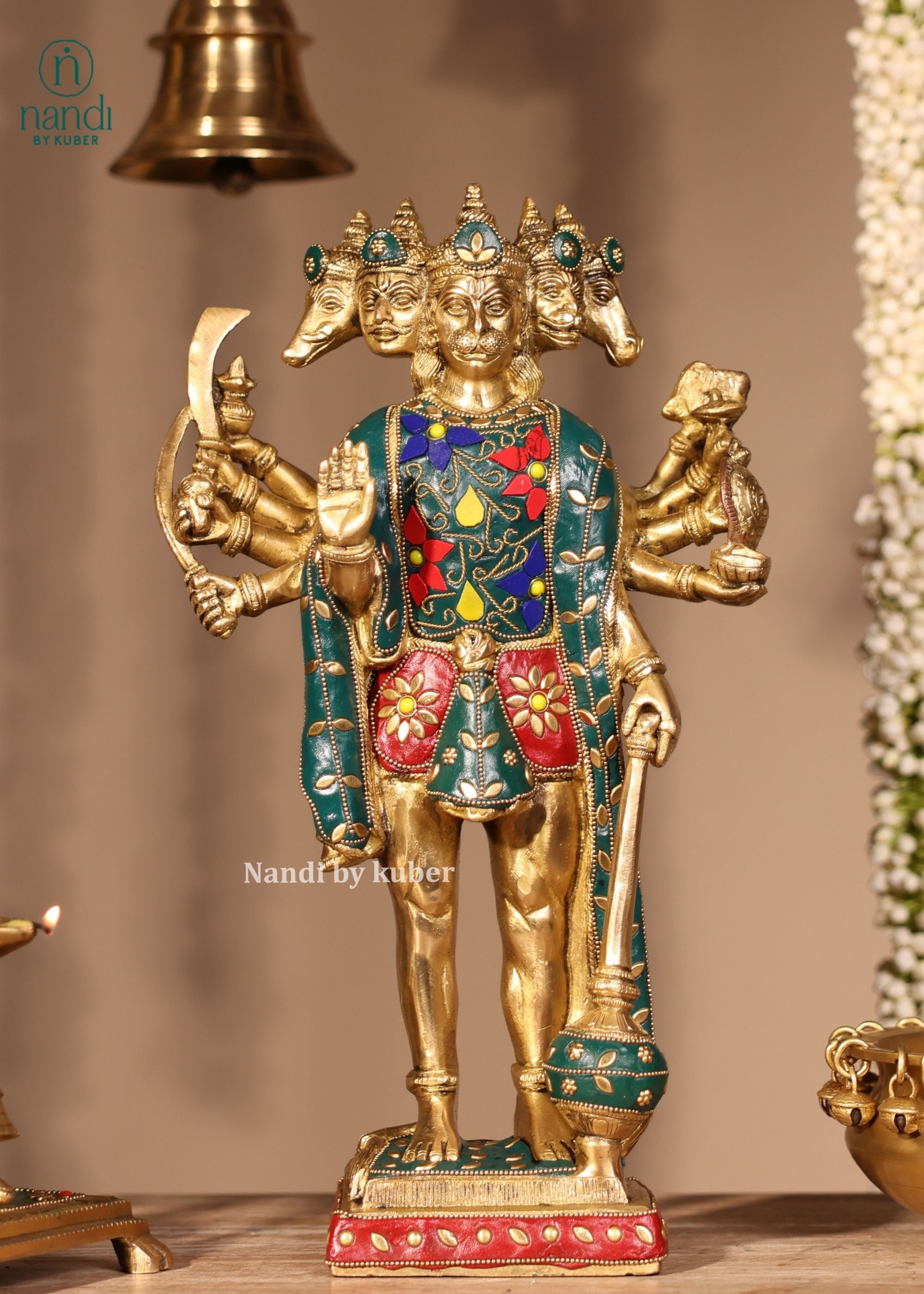 Brass Panchmukhi Hanuman Standing - additional view 2