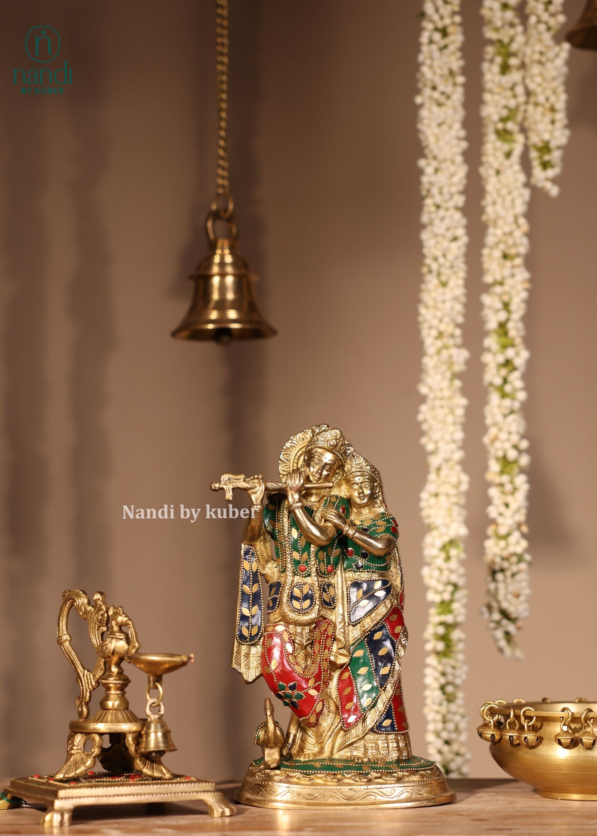 Brass Radha Krishna - front view