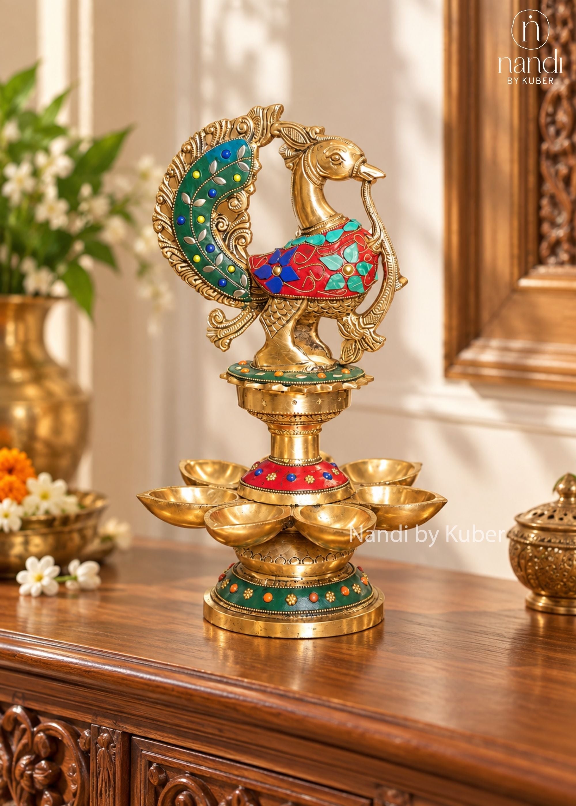 Brass Annam Diya - angle 2