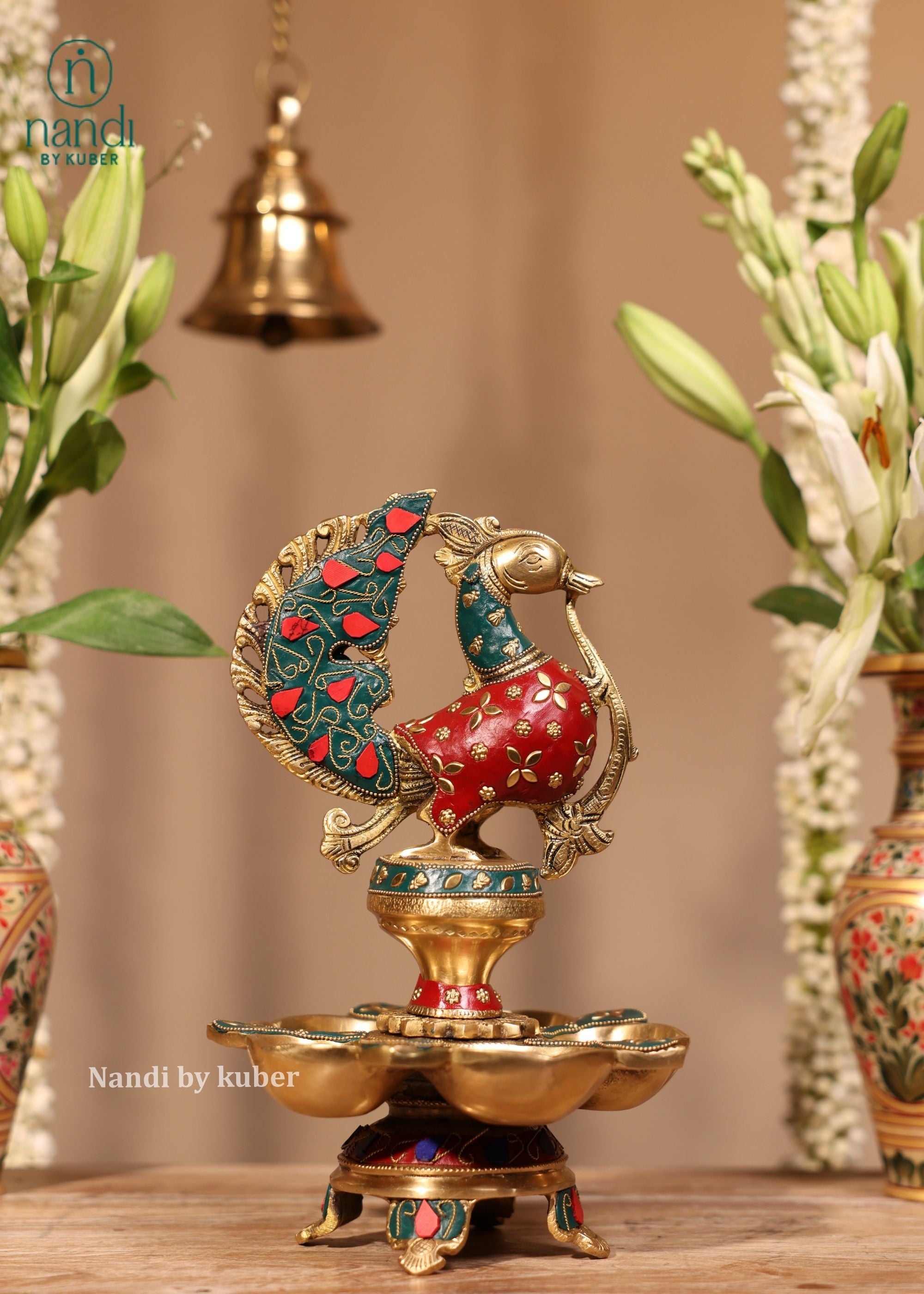 Brass Annam Deepak - side view