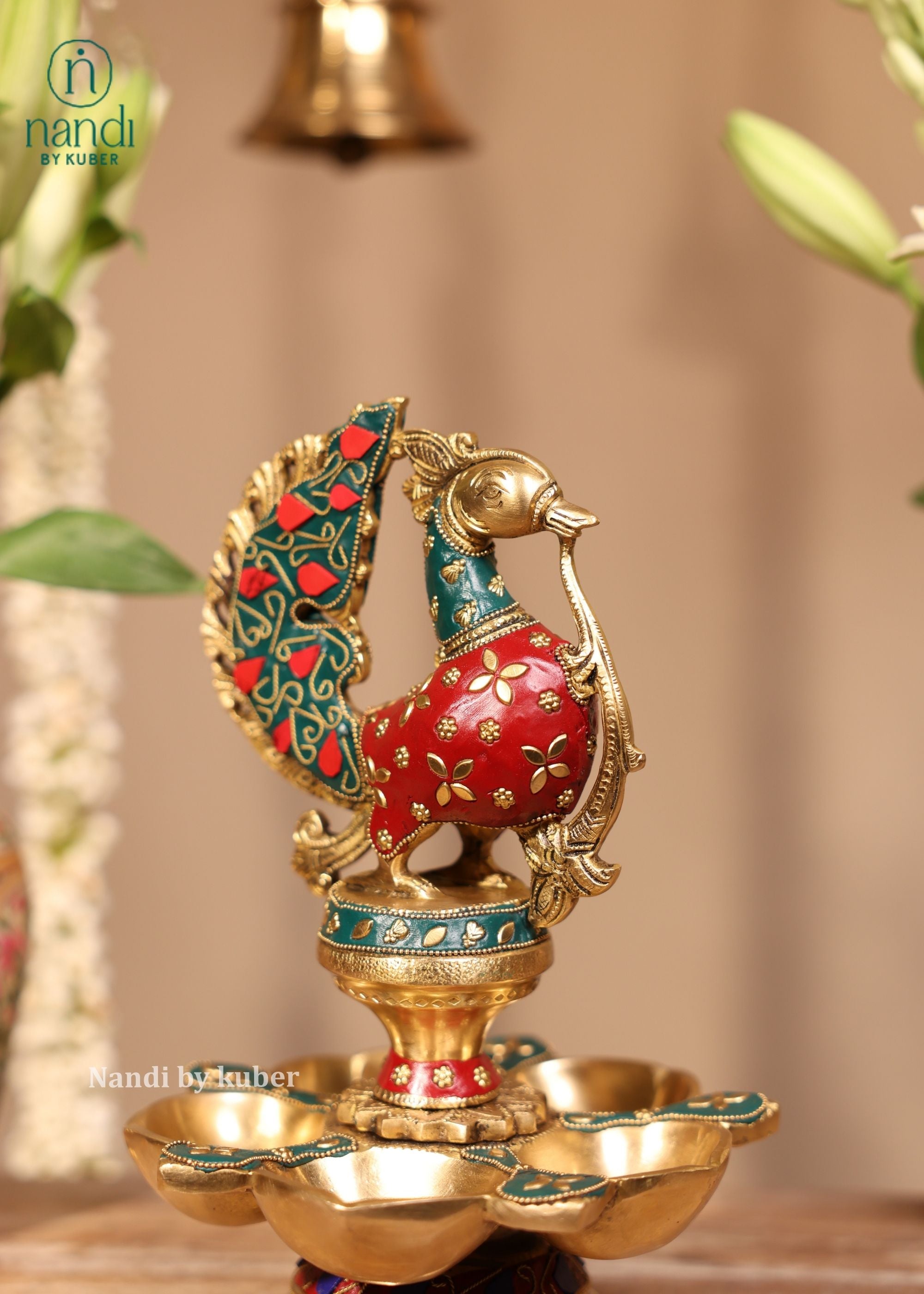 Brass Annam Deepak - detail view