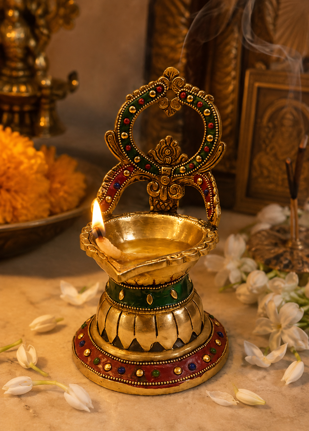 Brass Diya Arch - front view