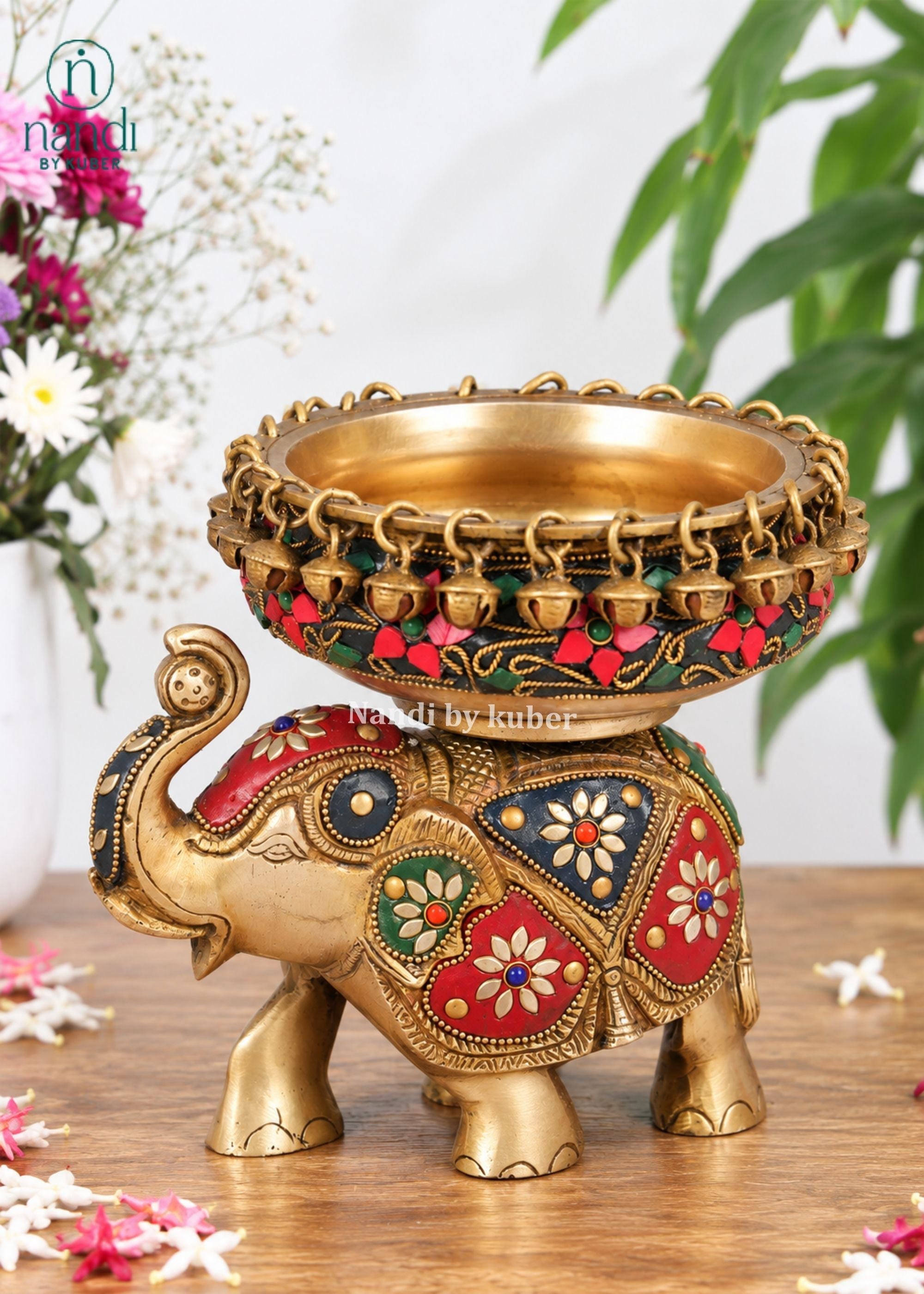 Brass Urli Elephant - angle 3