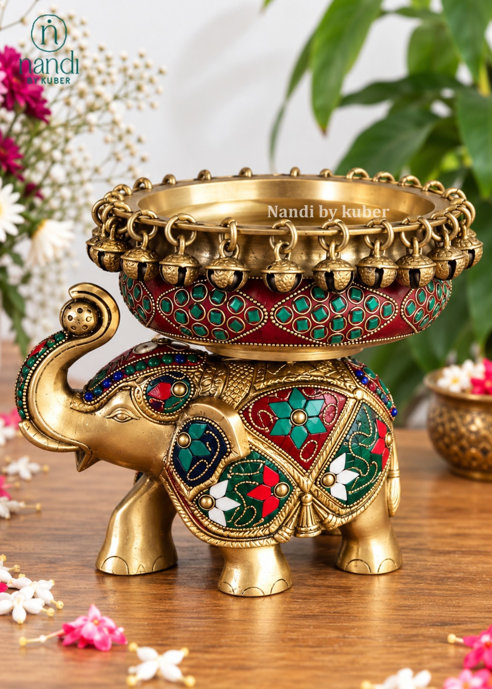 Brass Urli Elephant - angle 5