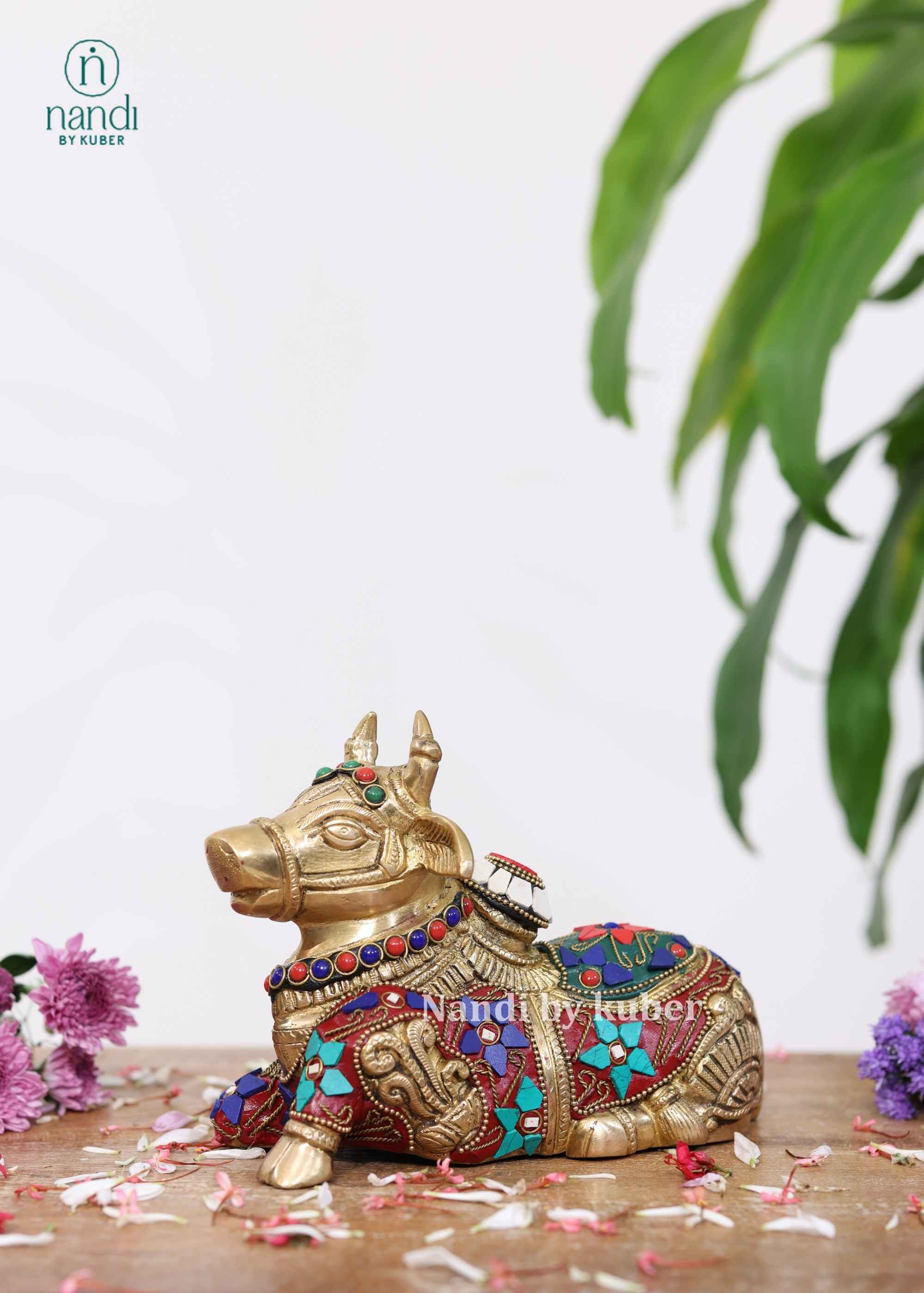 Brass Nandi Carving - side view