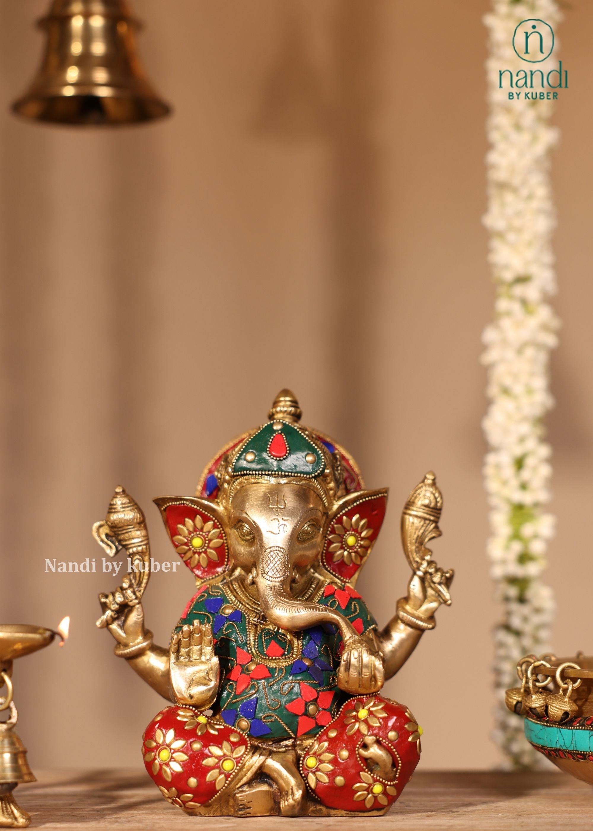 Brass Appu Ganesha Small - front view