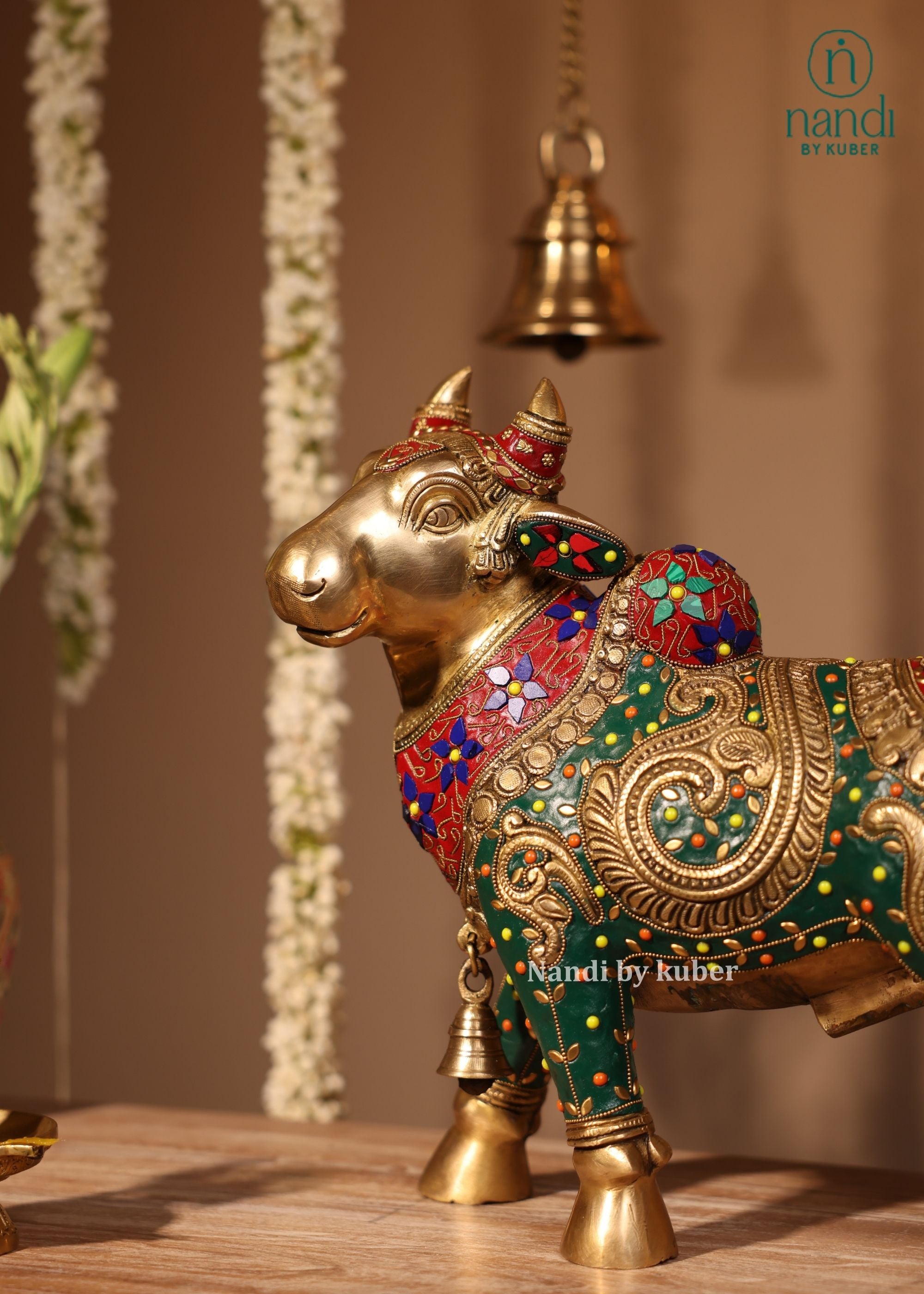 Brass Nandi Standing - side view