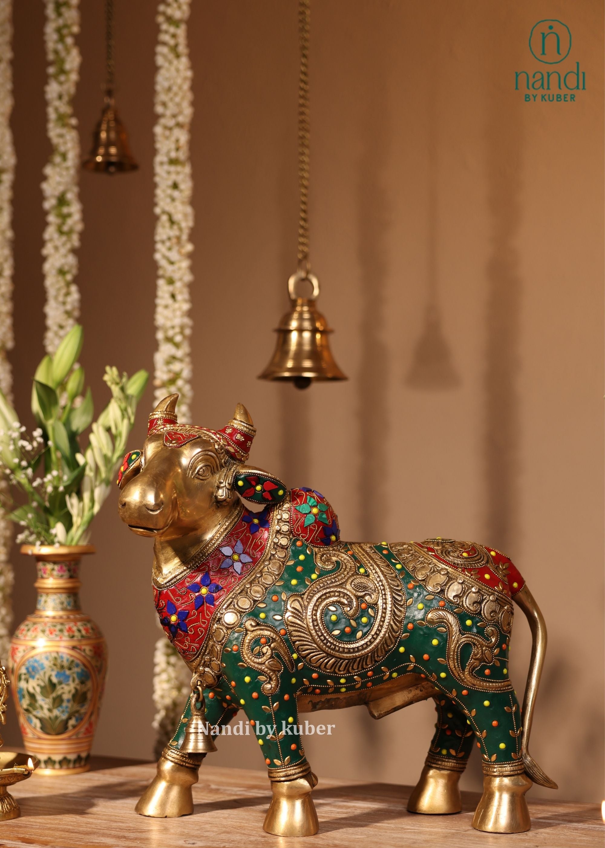 Brass Nandi Standing - detail view