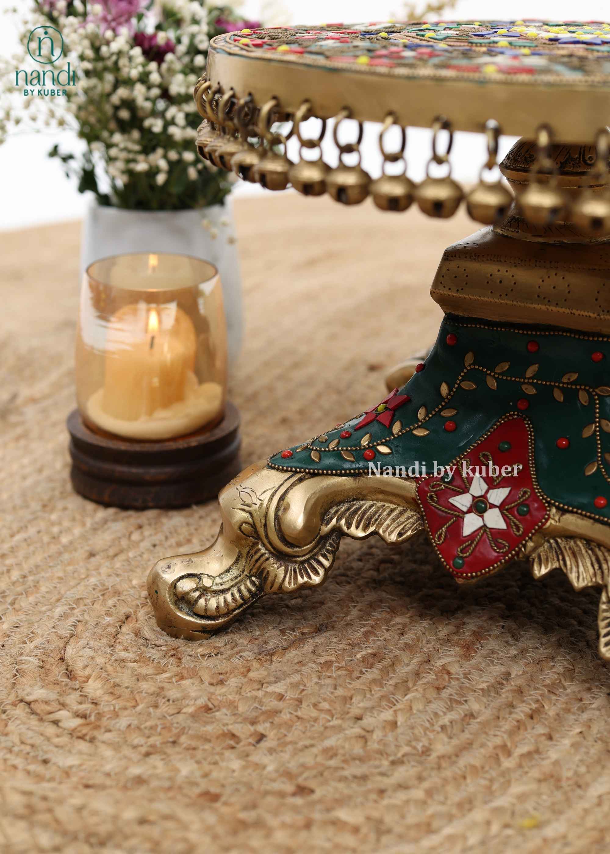 Brass Chowki Carved - detail view