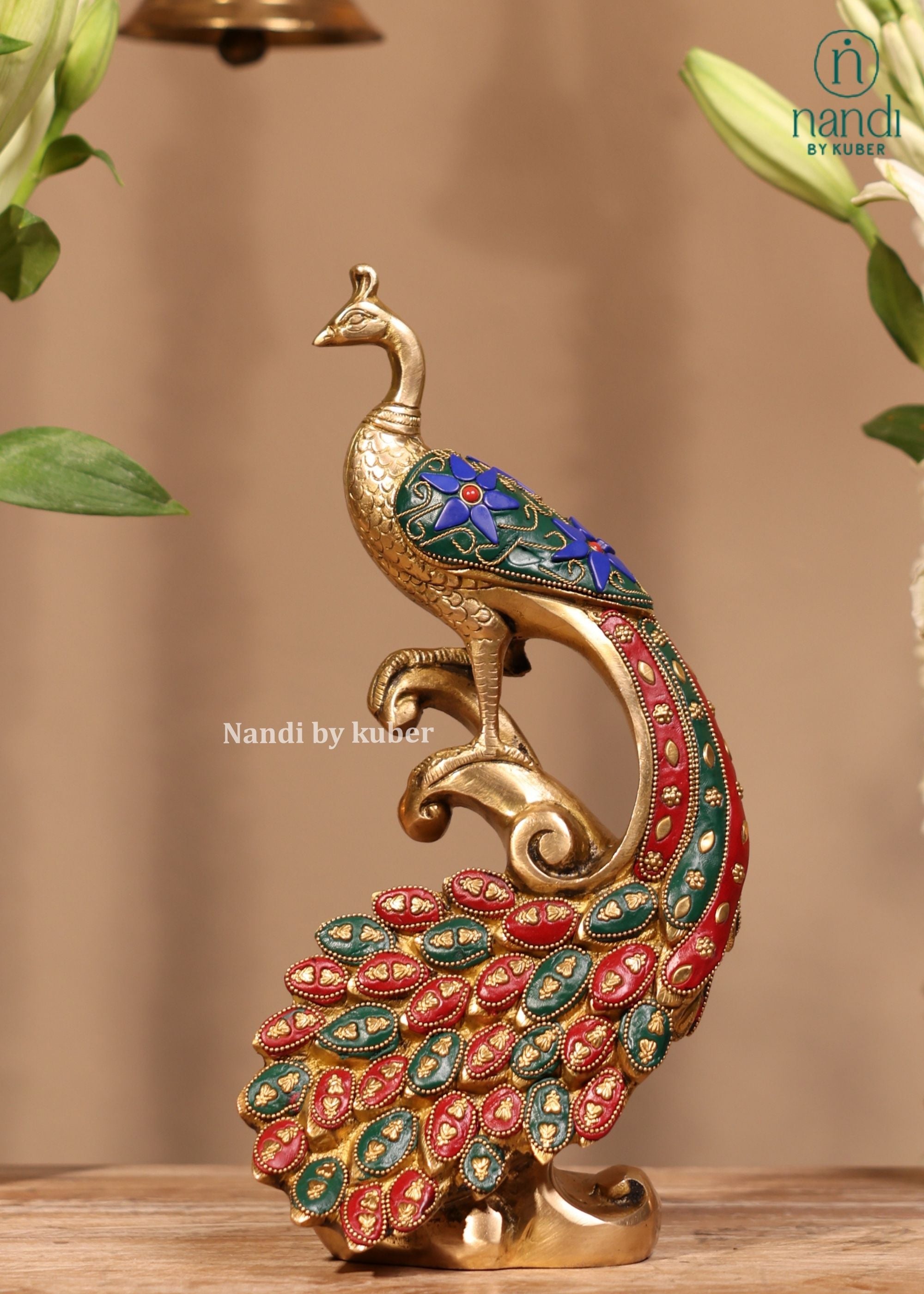Brass Peacock On Branch - additional view