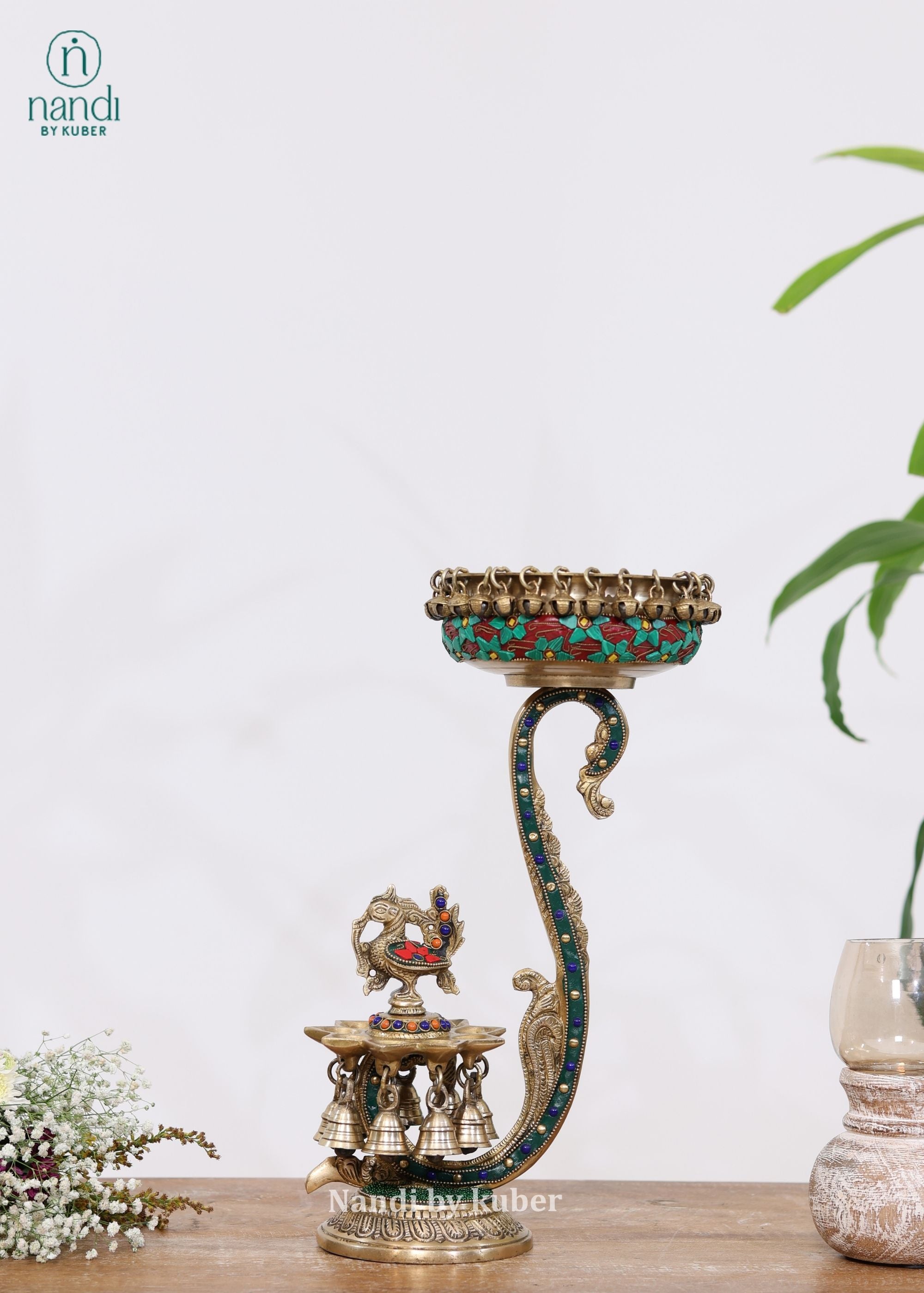 Brass Annam Diya With Urli - additional view