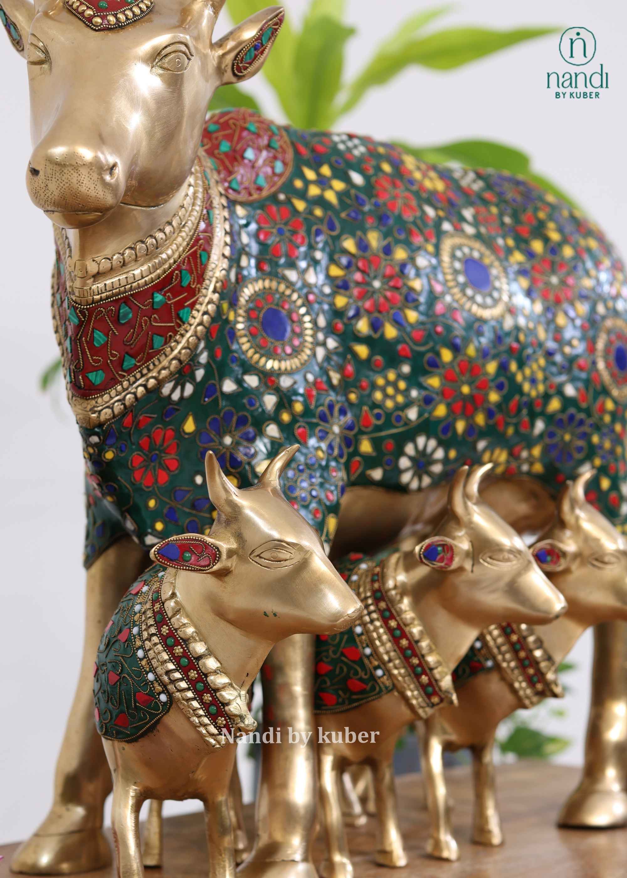 Brass Cow & Three Calf - lifestyle view
