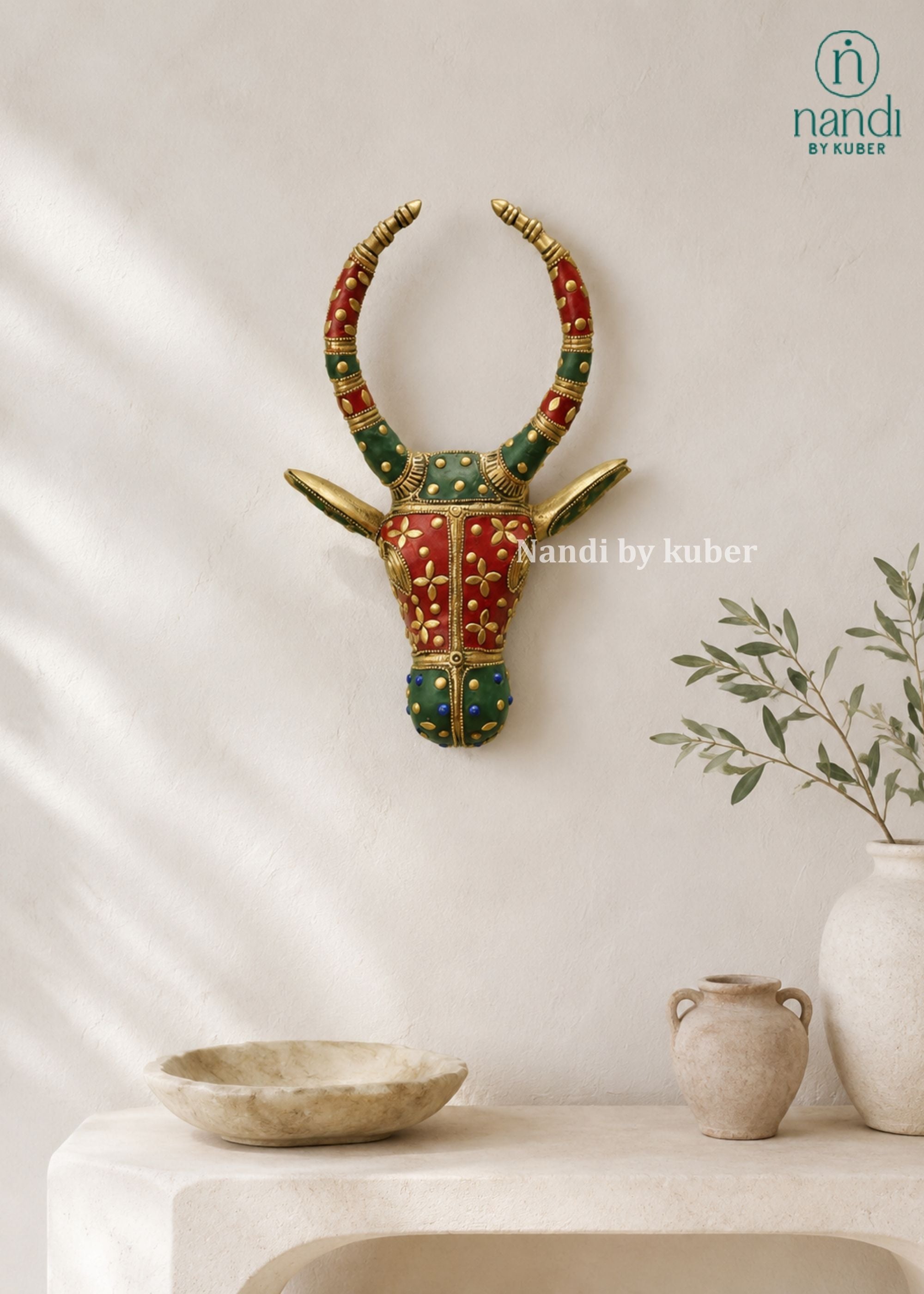 Brass Nandi Mask - front view