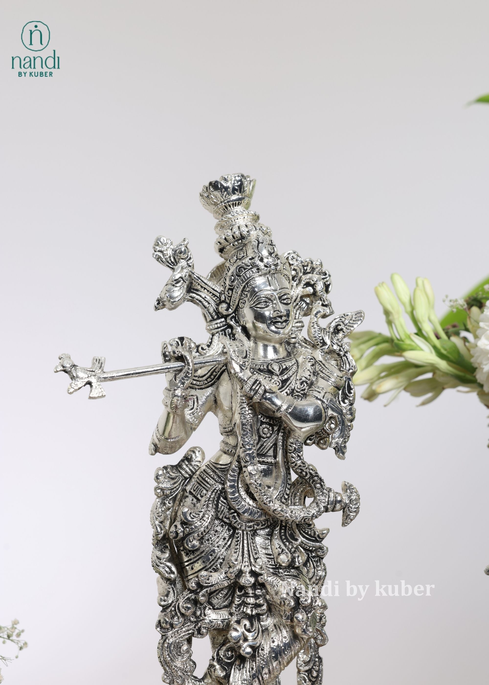 Brass Special Silver Plating Krishna - side view