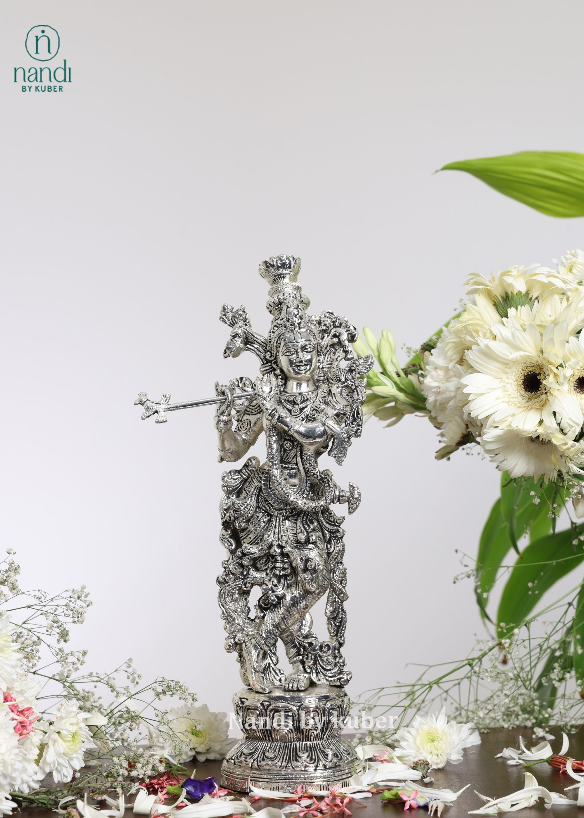 Brass Special Silver Plating Krishna - detail view
