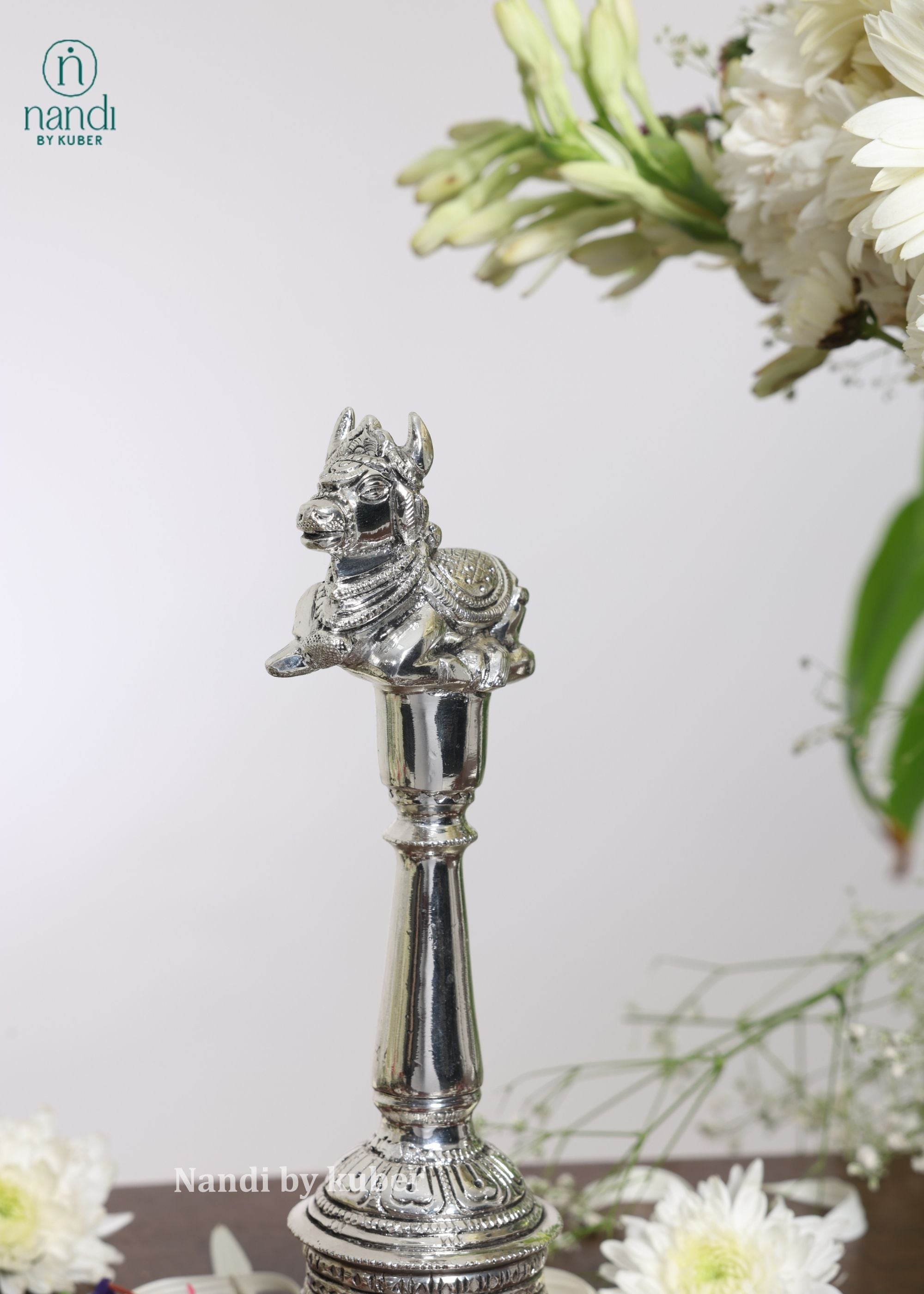 Brass Special Silver Plating Nandi Bell - side view