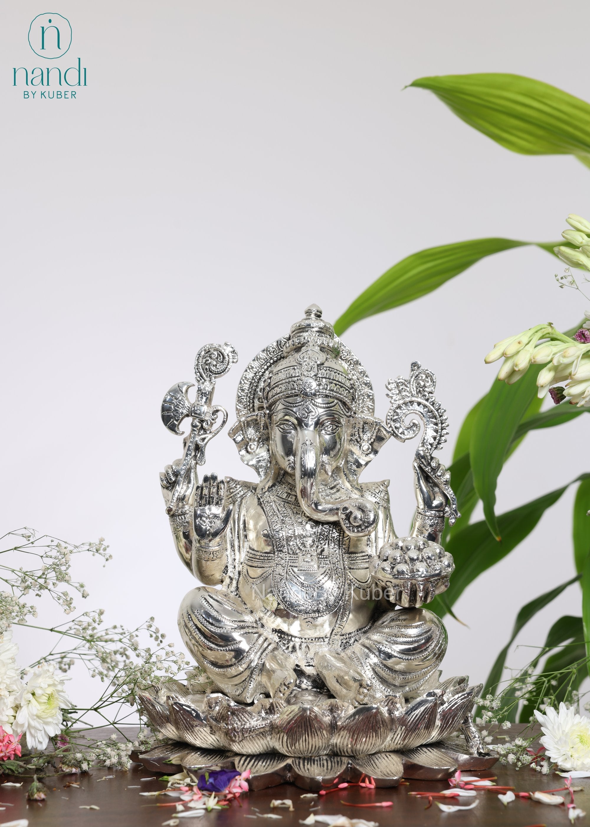 Brass Lotus Ganesh - front view