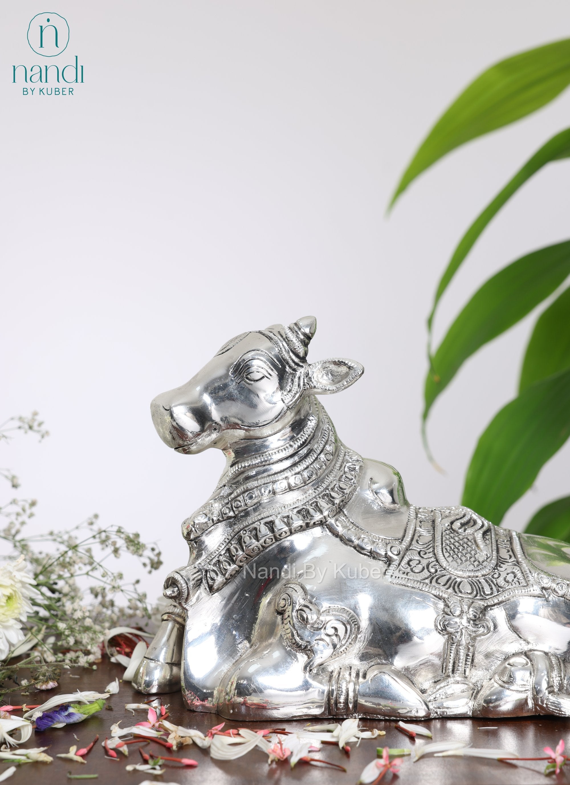 Brass Nandi Sitting - side view