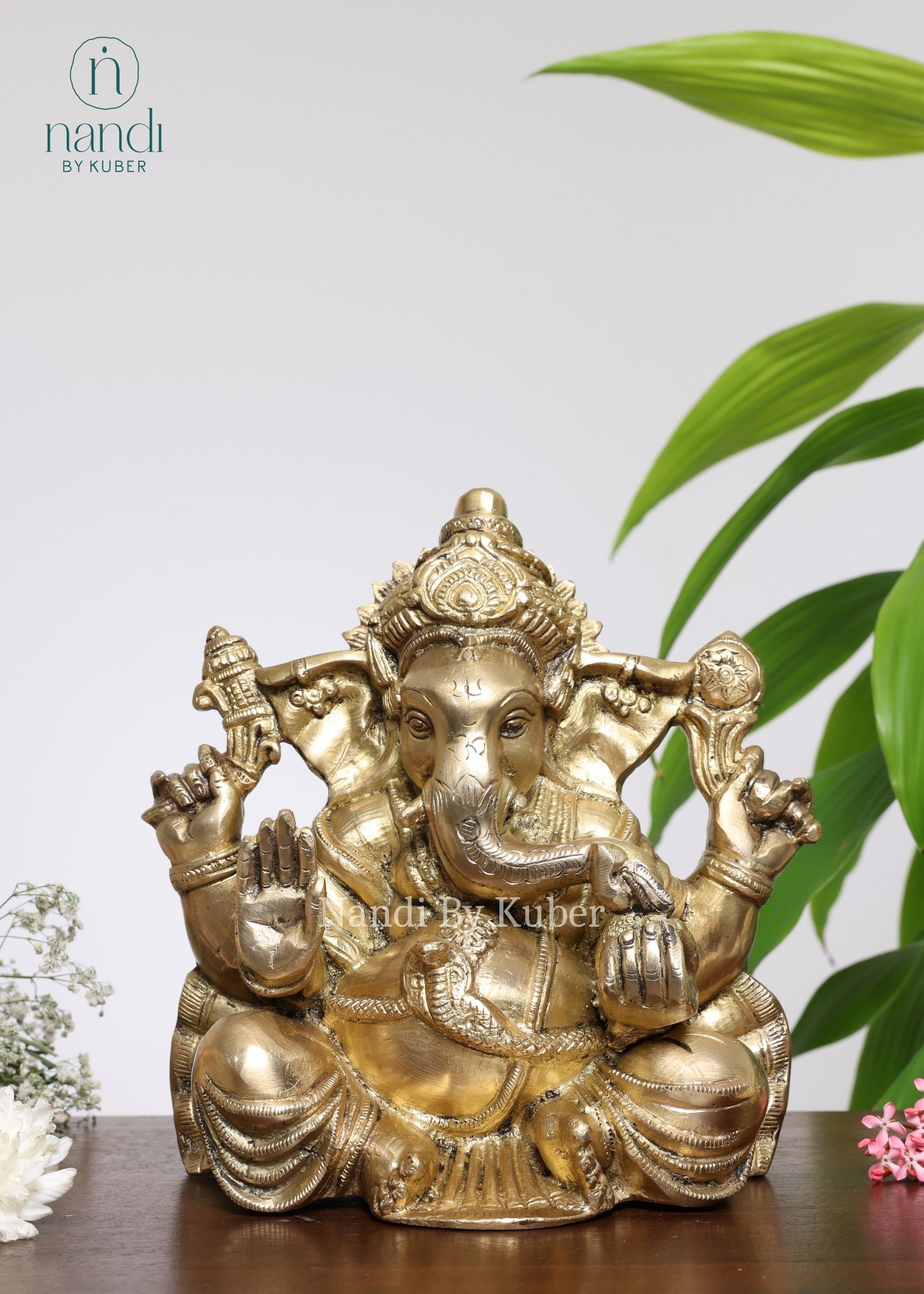 Brass Ganesha Mukut Appu - side view