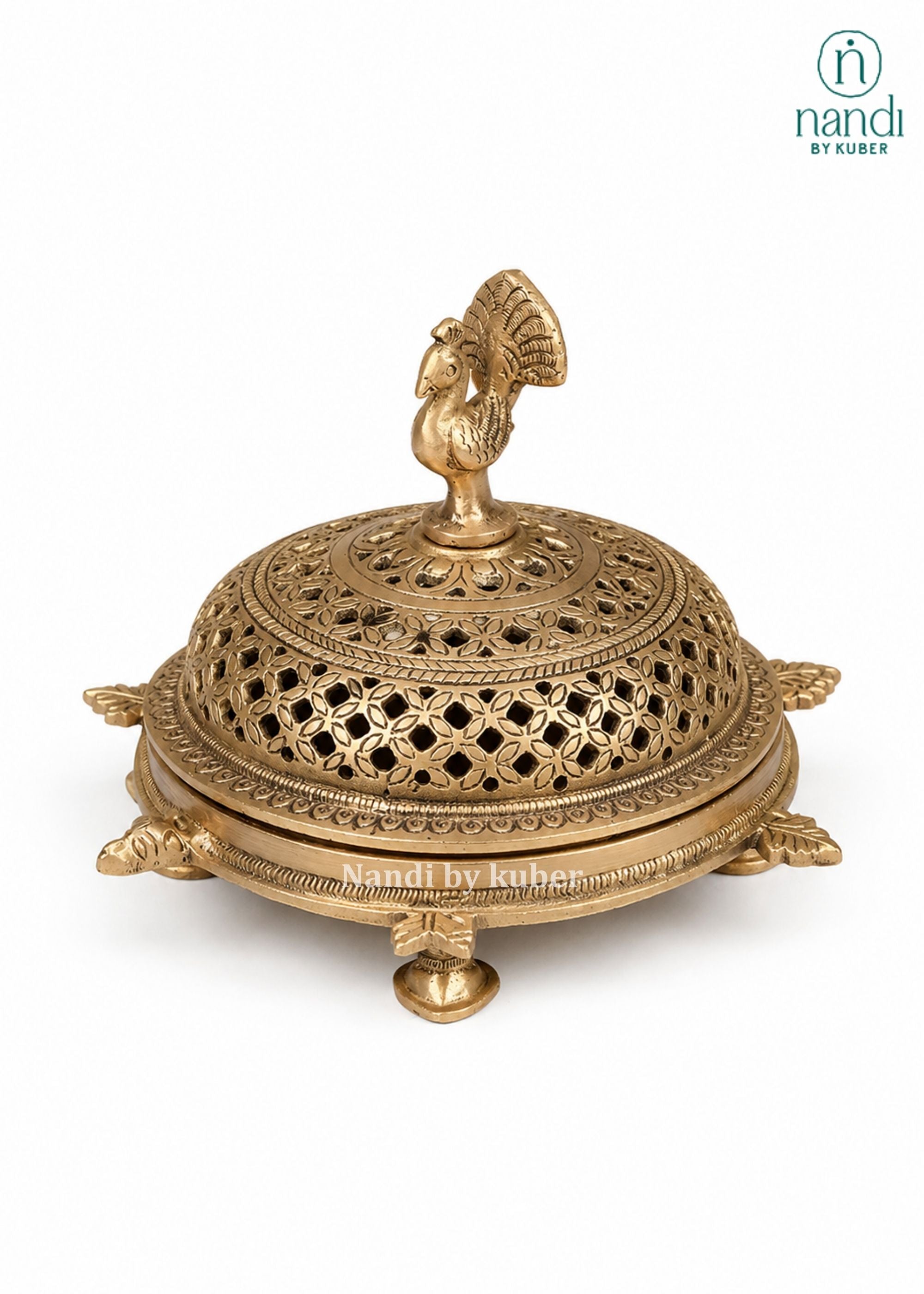 Brass Dhoop Burner Round - side view